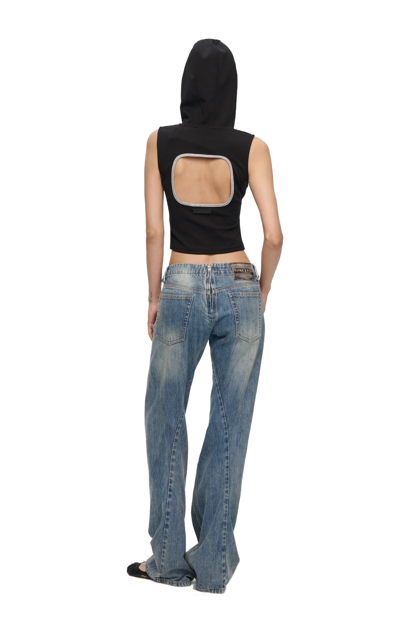 WASHED DECONSTRUCTED WIDE-LEG JEANS