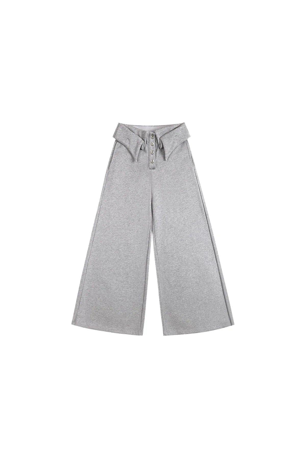 DOUBLE-LAYER COLLAR WIDE-LEG PANTS IN GRAY