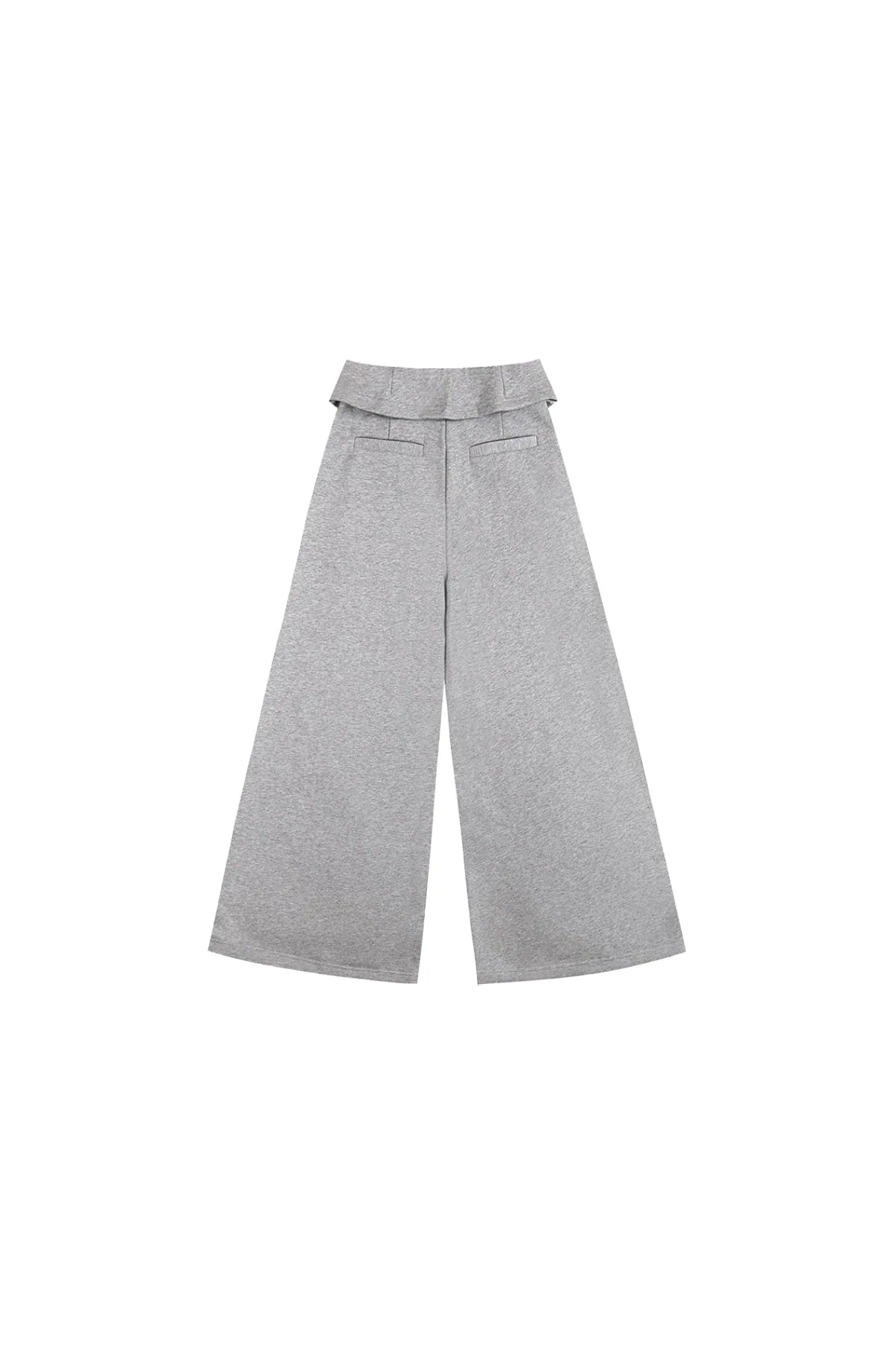 DOUBLE-LAYER COLLAR WIDE-LEG PANTS IN GRAY