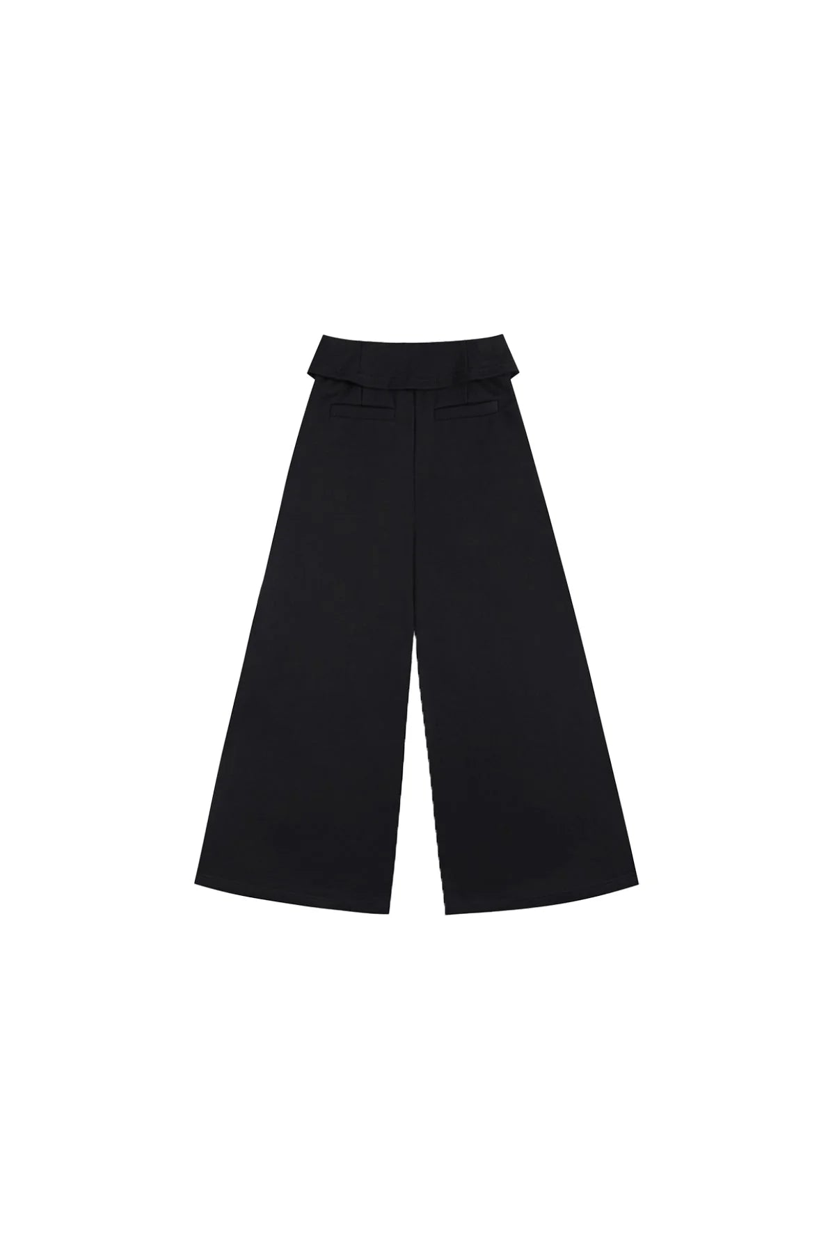 DOUBLE-LAYER COLLAR WIDE-LEG PANTS IN BLACK
