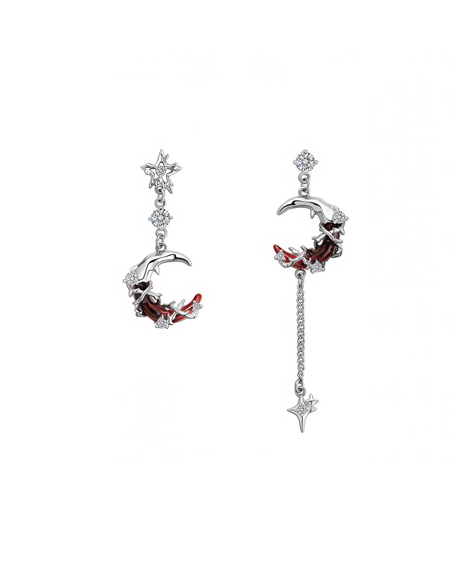 Crimson Moon Bloom Drop Earrings