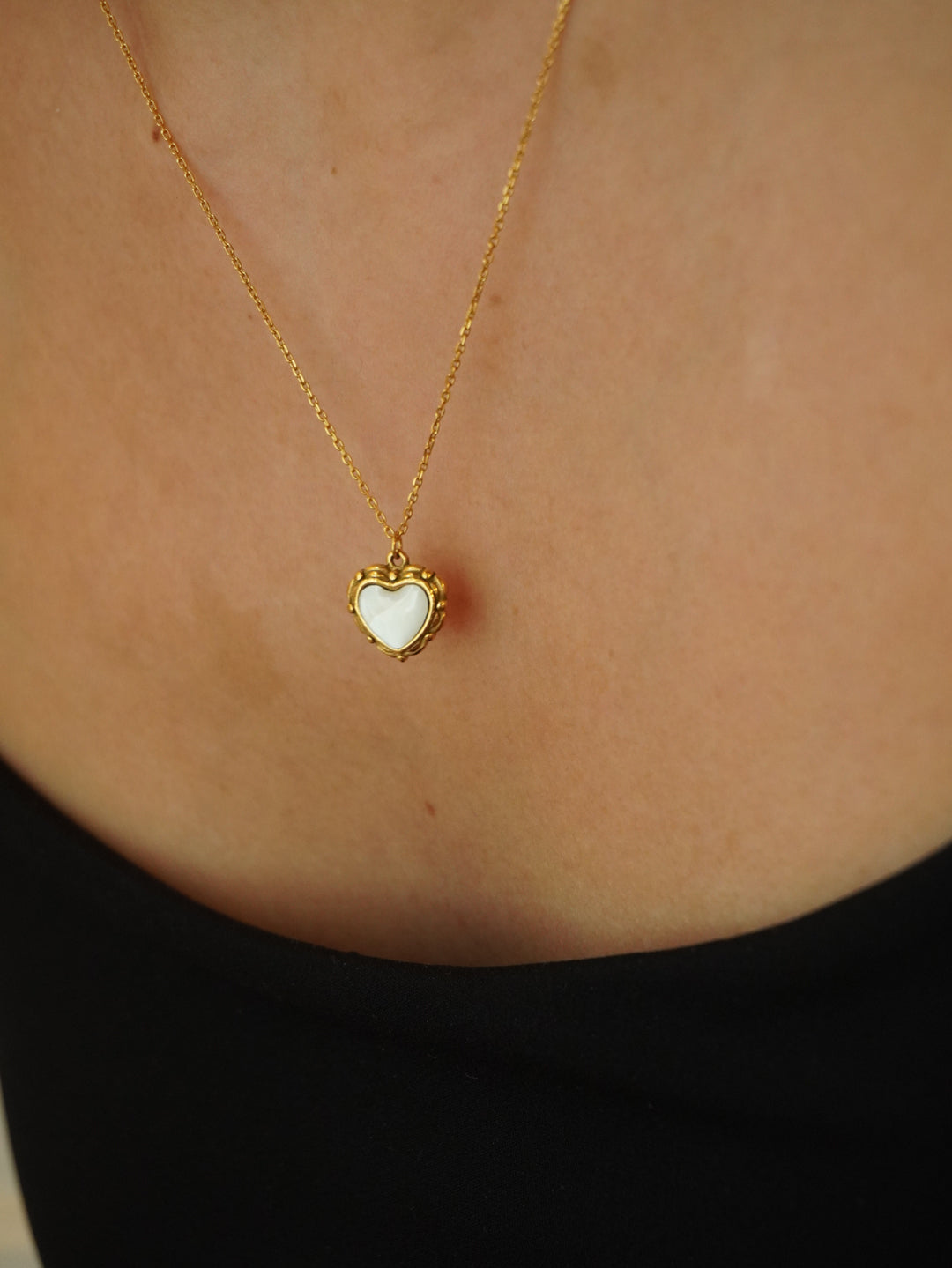 MOP Coraline Heart Necklace -
Gold