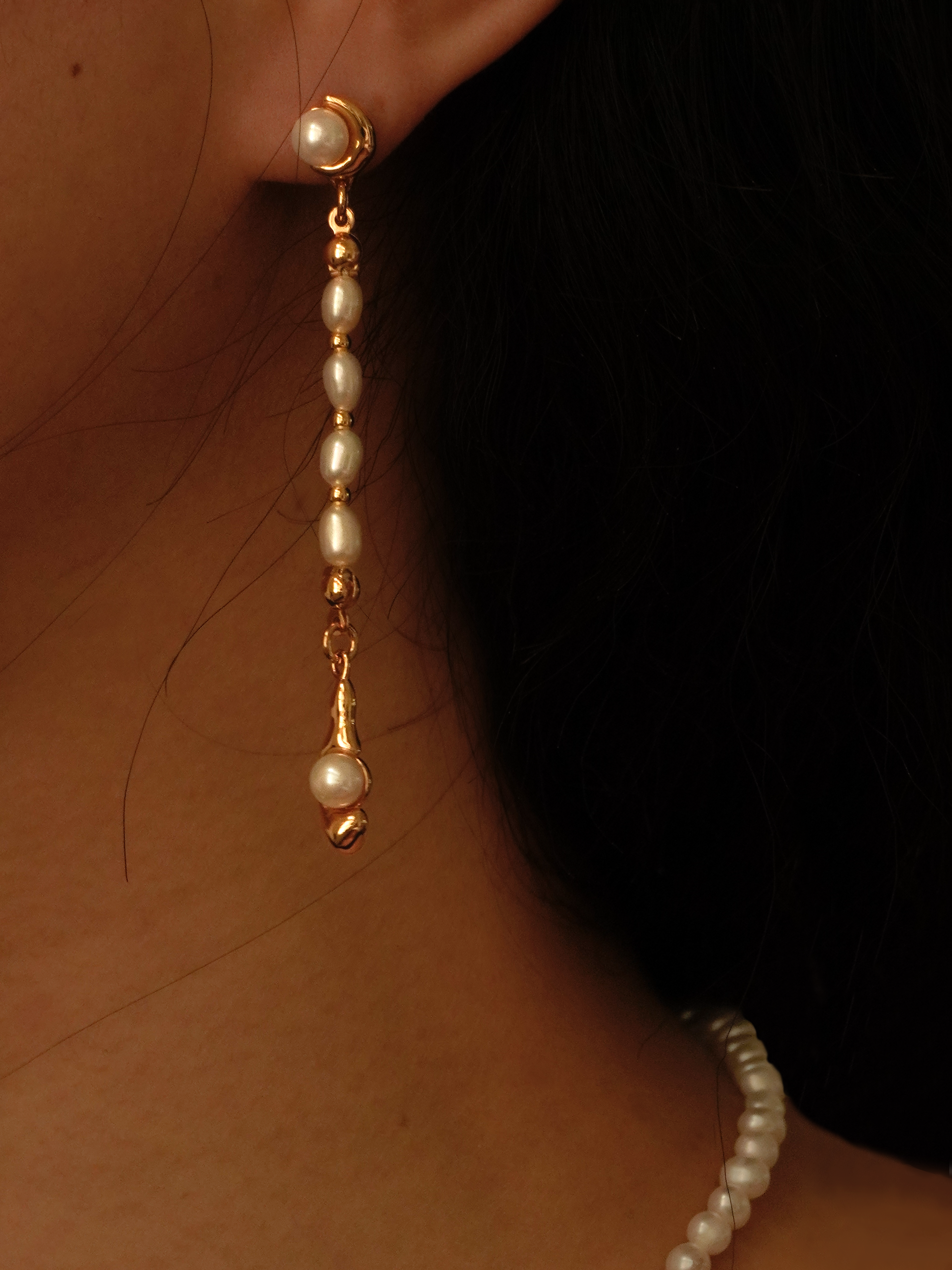 Liana Pearls Drop Earrings - Gold