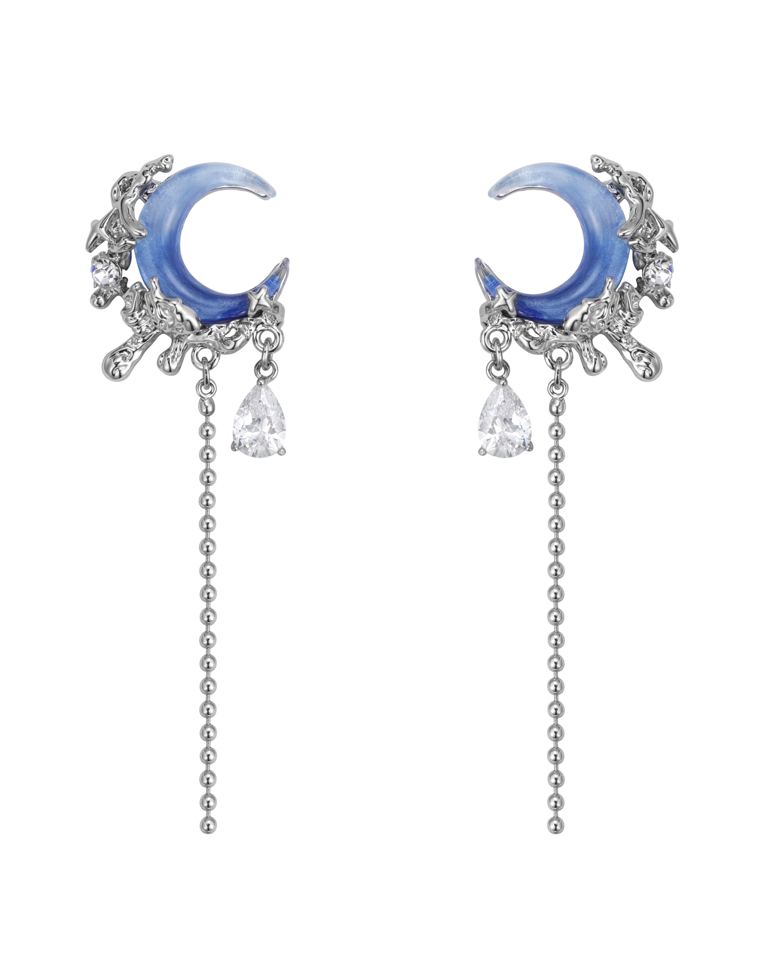 Tidal Blue Moon Chain Earrings