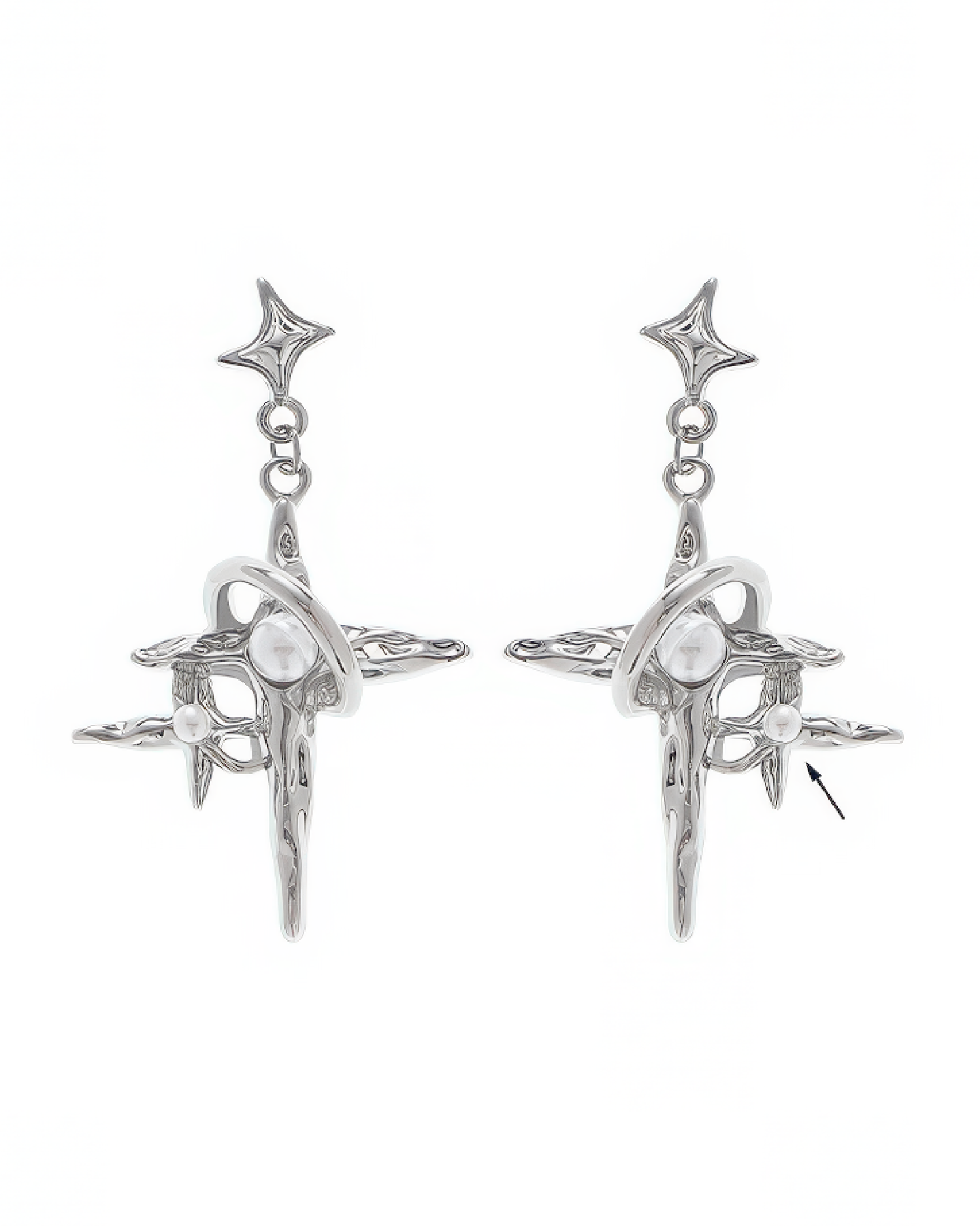Arwen Cross Shaped Star Drop Earrings