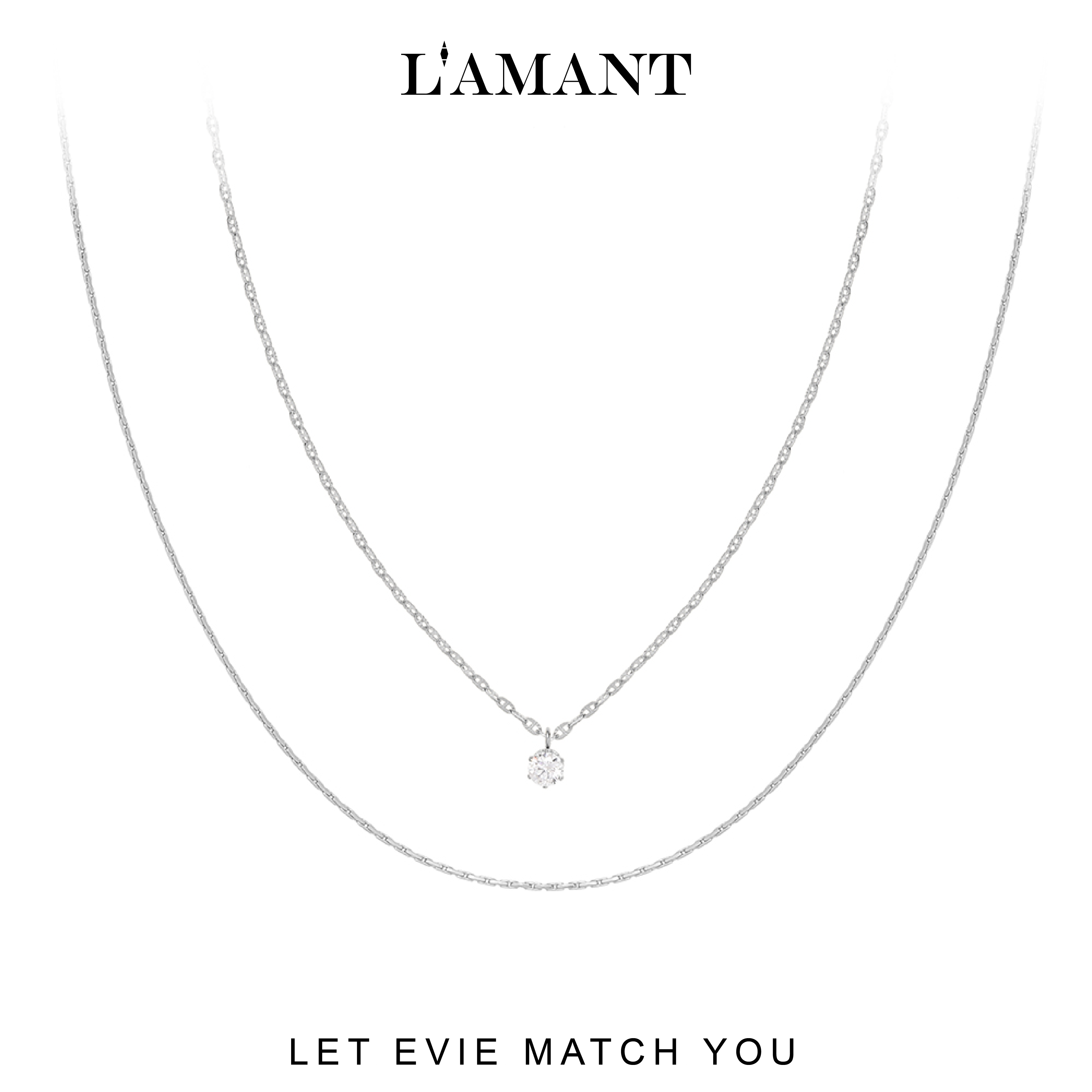 Evie Zirconia Layered Necklace - Silver