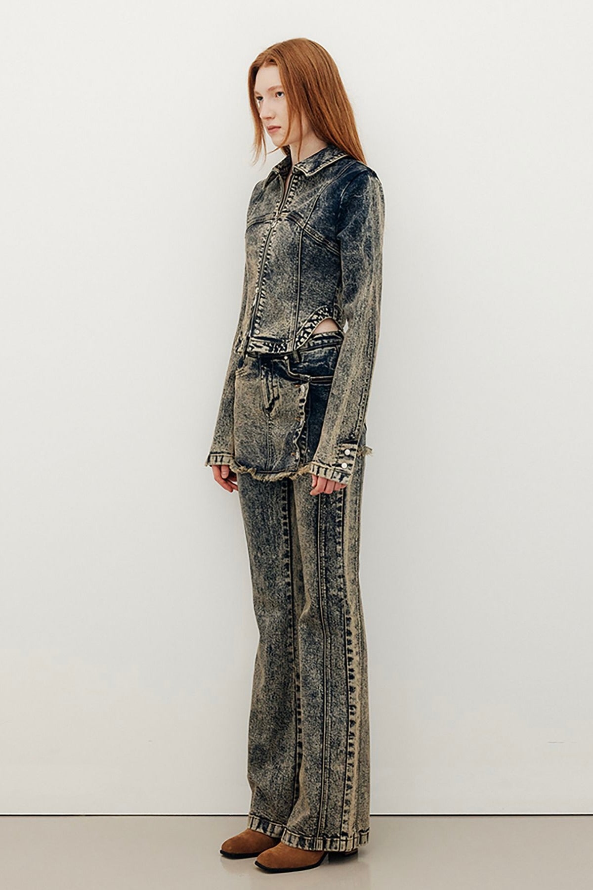 YUSE SKIRT LAYERED BOOTS CUT DENIM PANTS - VINTAGE INDIGO