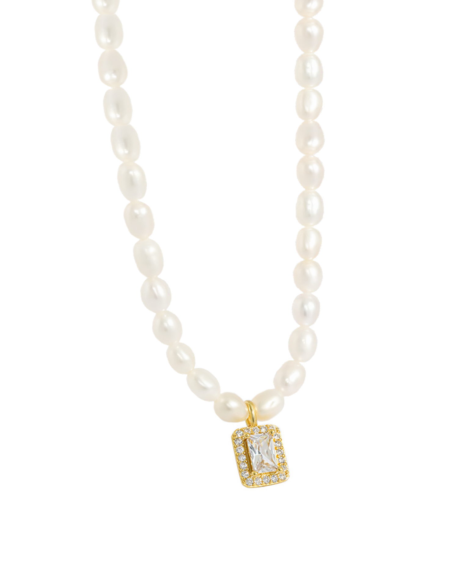 Halimah Cubic Pearls Necklace - Gold