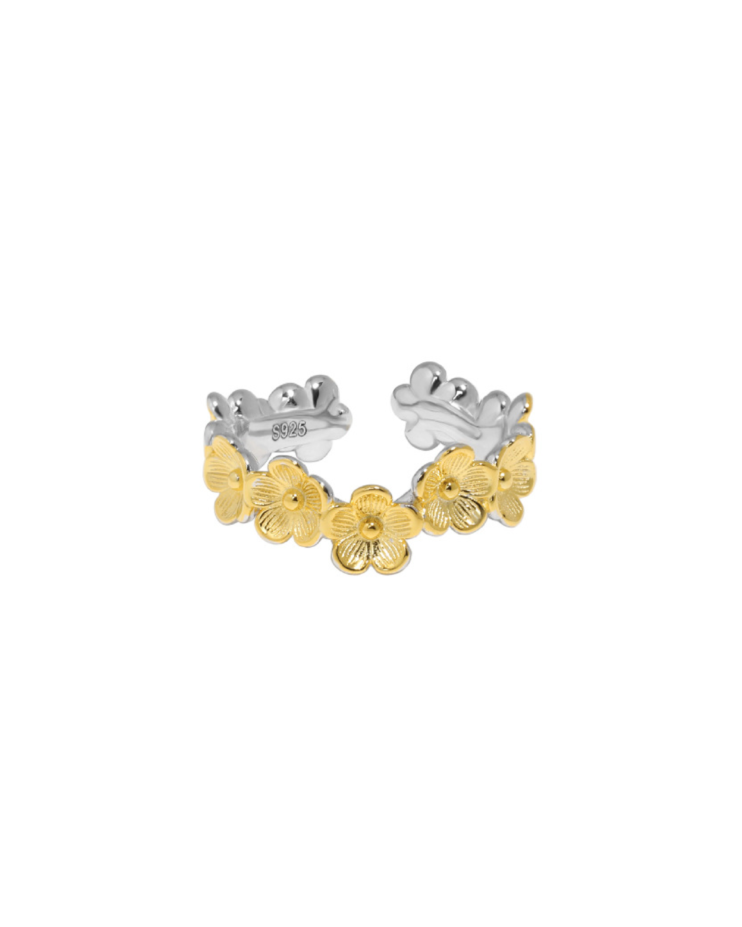 Daisy Flower Chain Ring - Gold