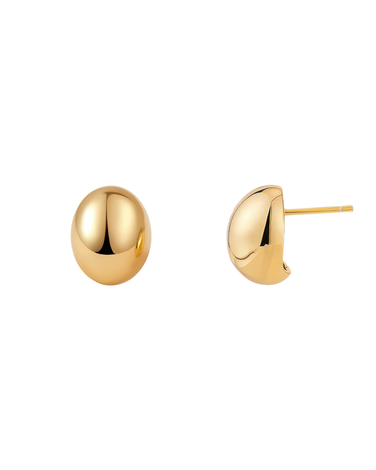 Dome Egg Stud Earrings - Gold
