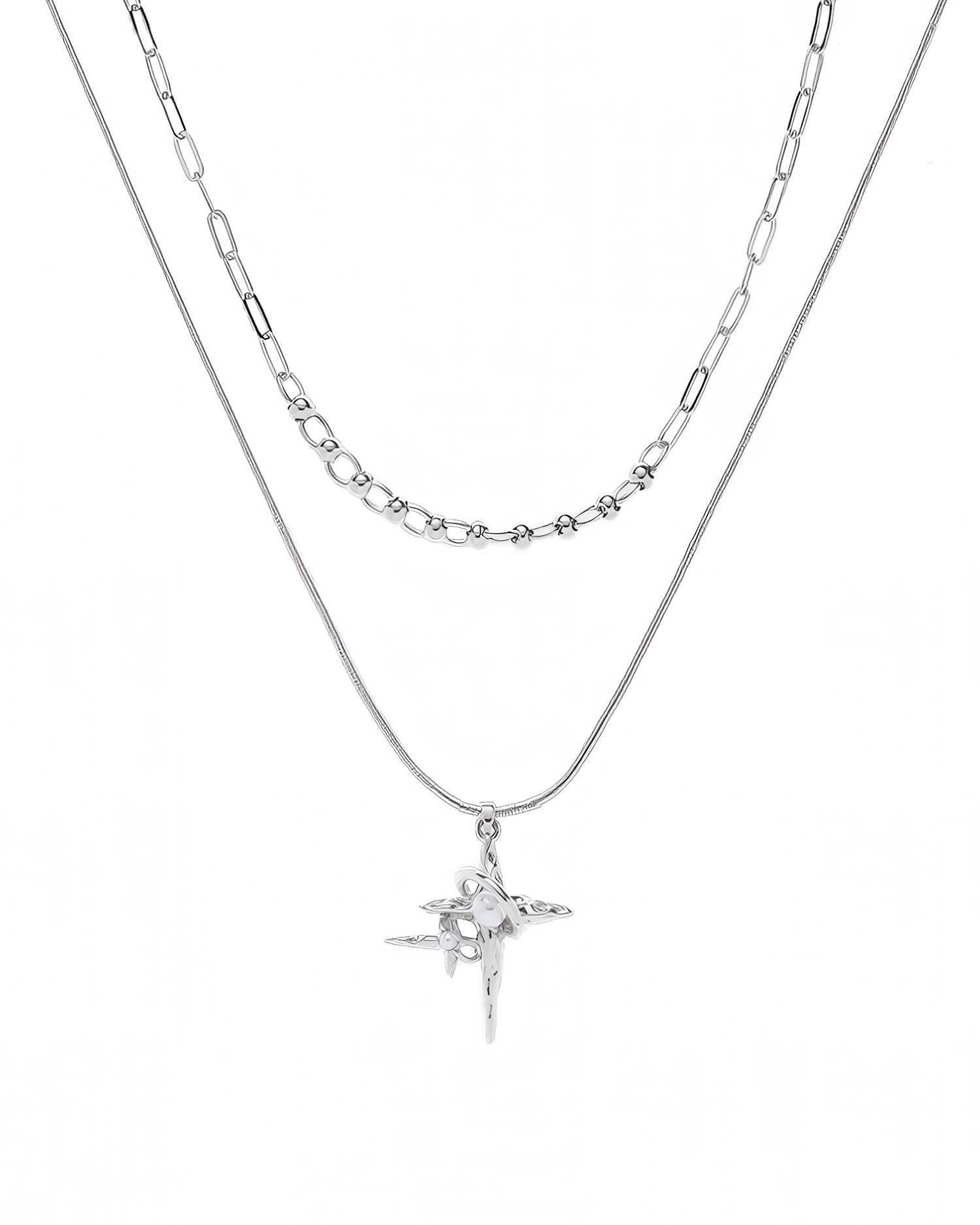 Arwen Cross Shaped Star Layered Necklace