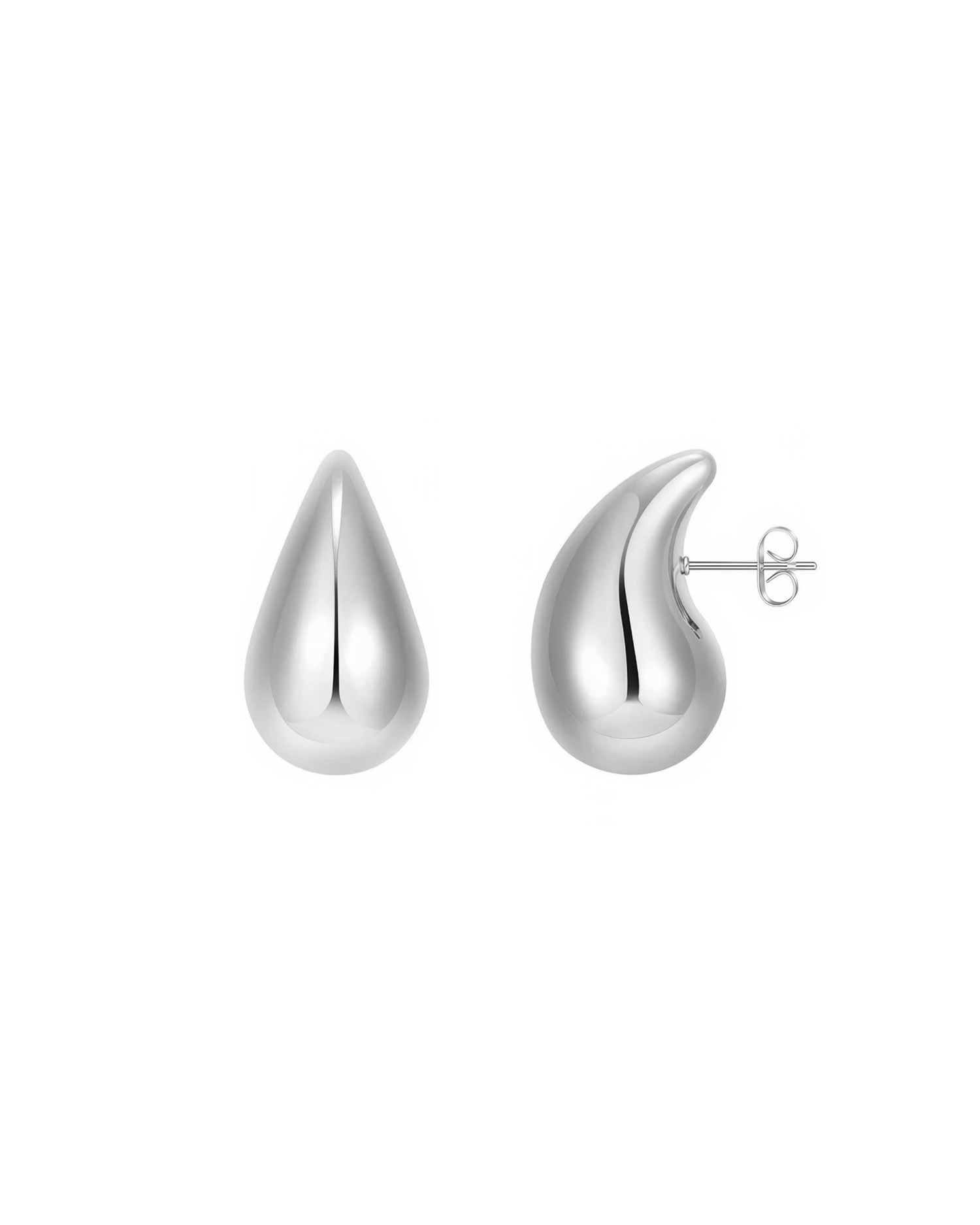 Belva Teardrop Stud Earrings - Silver