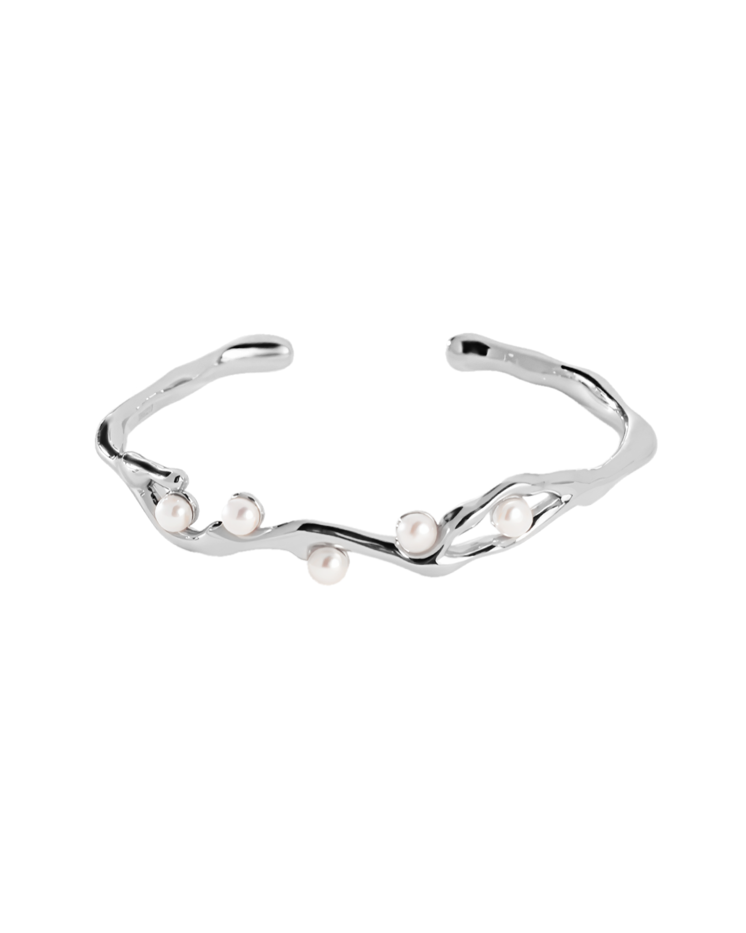 Haze Starlight Pearl Bangle - Silver