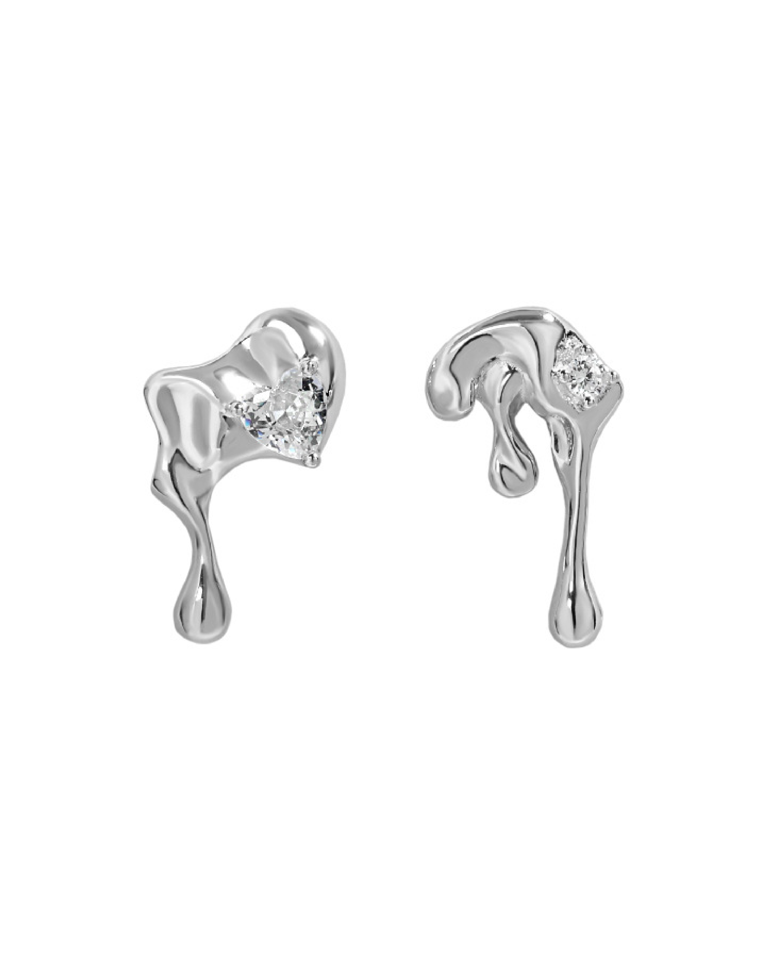 Lava Zirconia Earrings - Silver