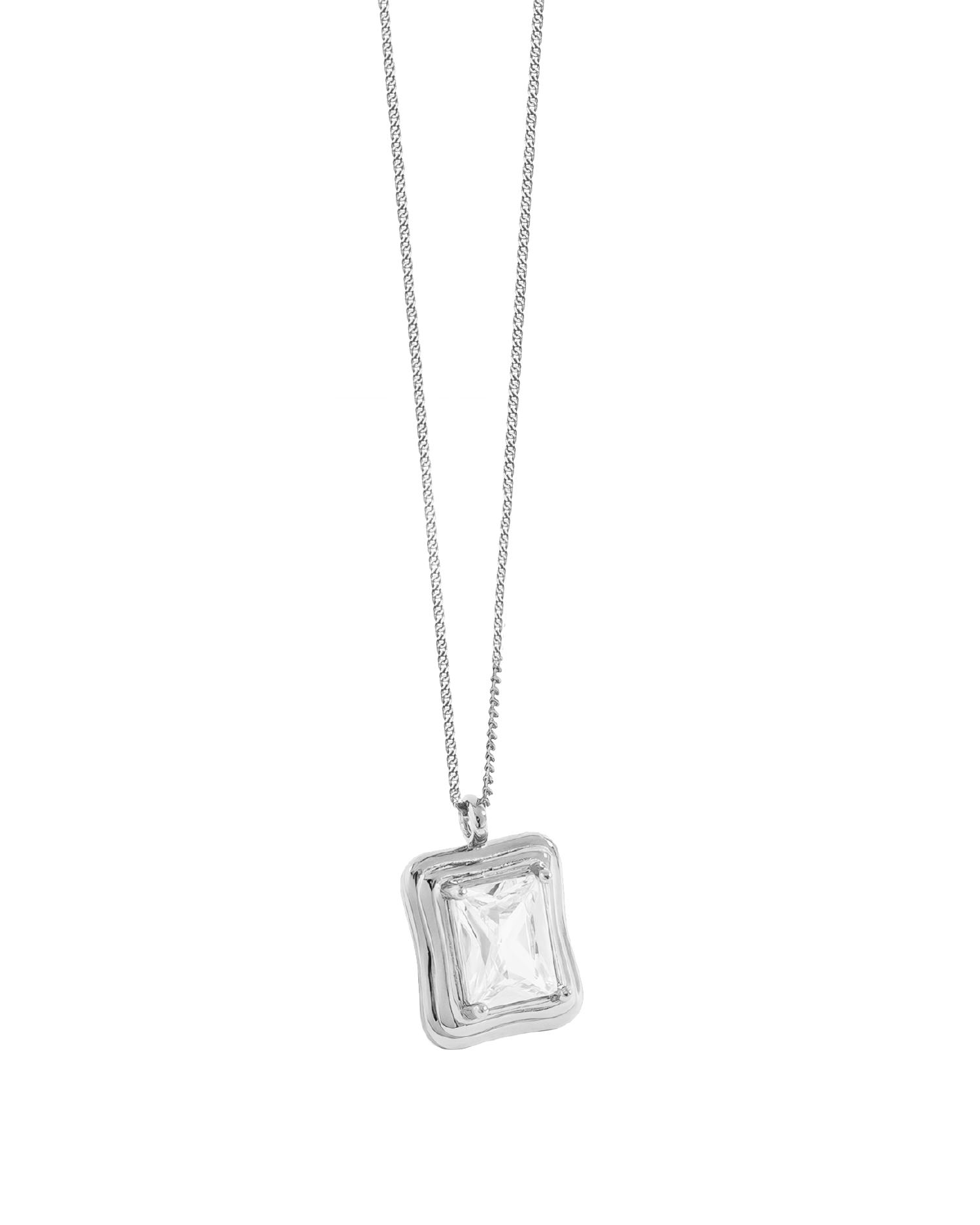 Stella Emerald Zirconia Necklace -Silver