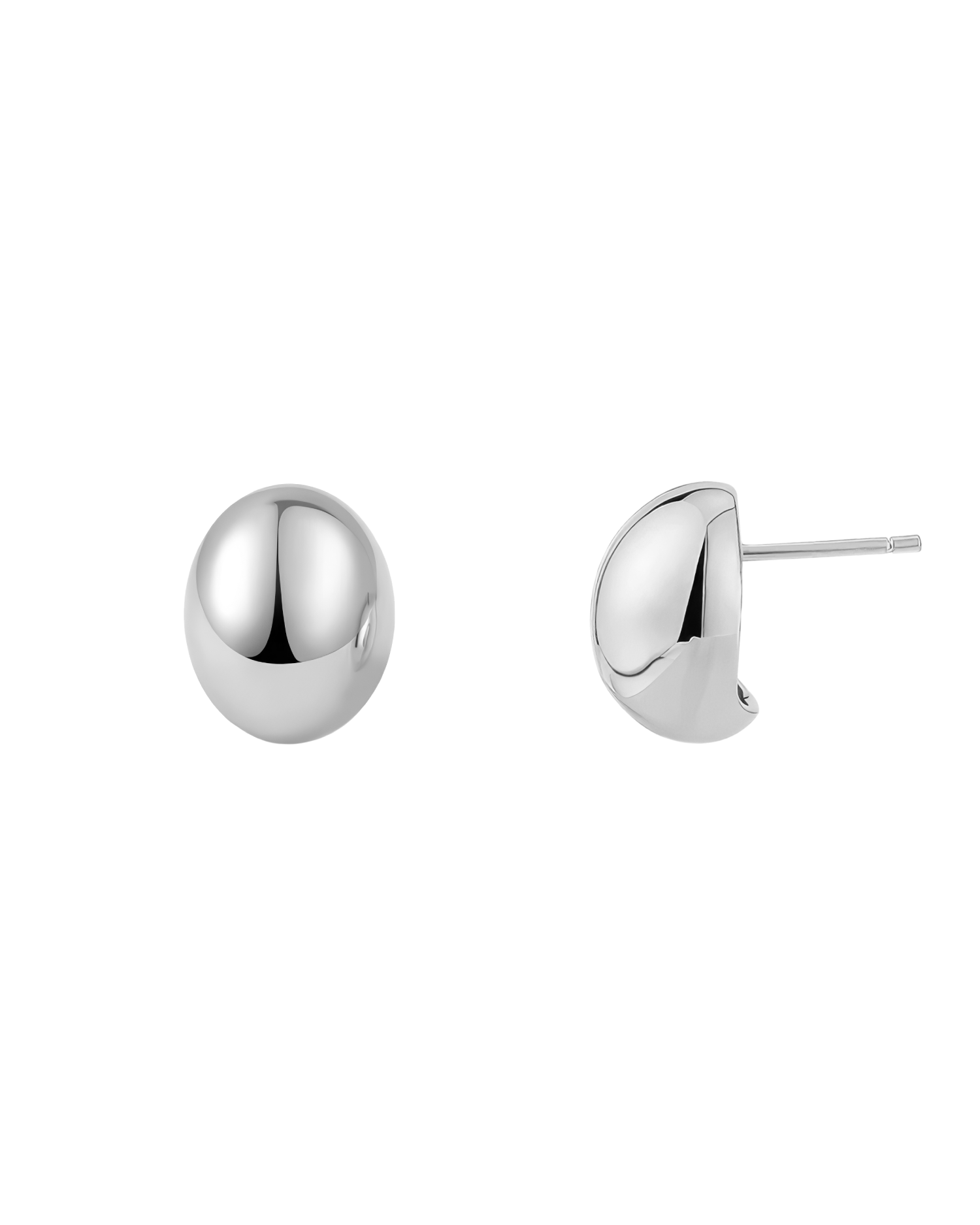 Dome Egg Stud Earrings - Silver