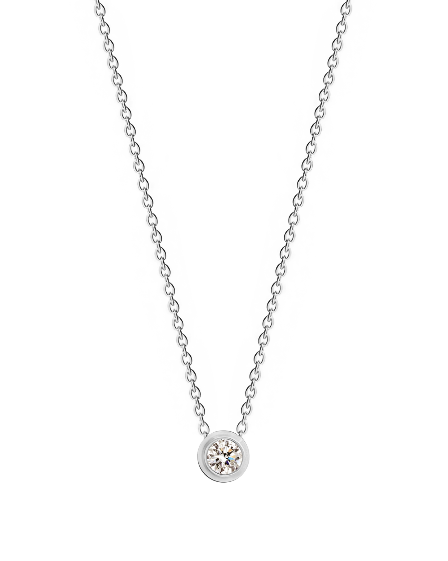 Mini Round Cut Zirconia Necklace - Silver