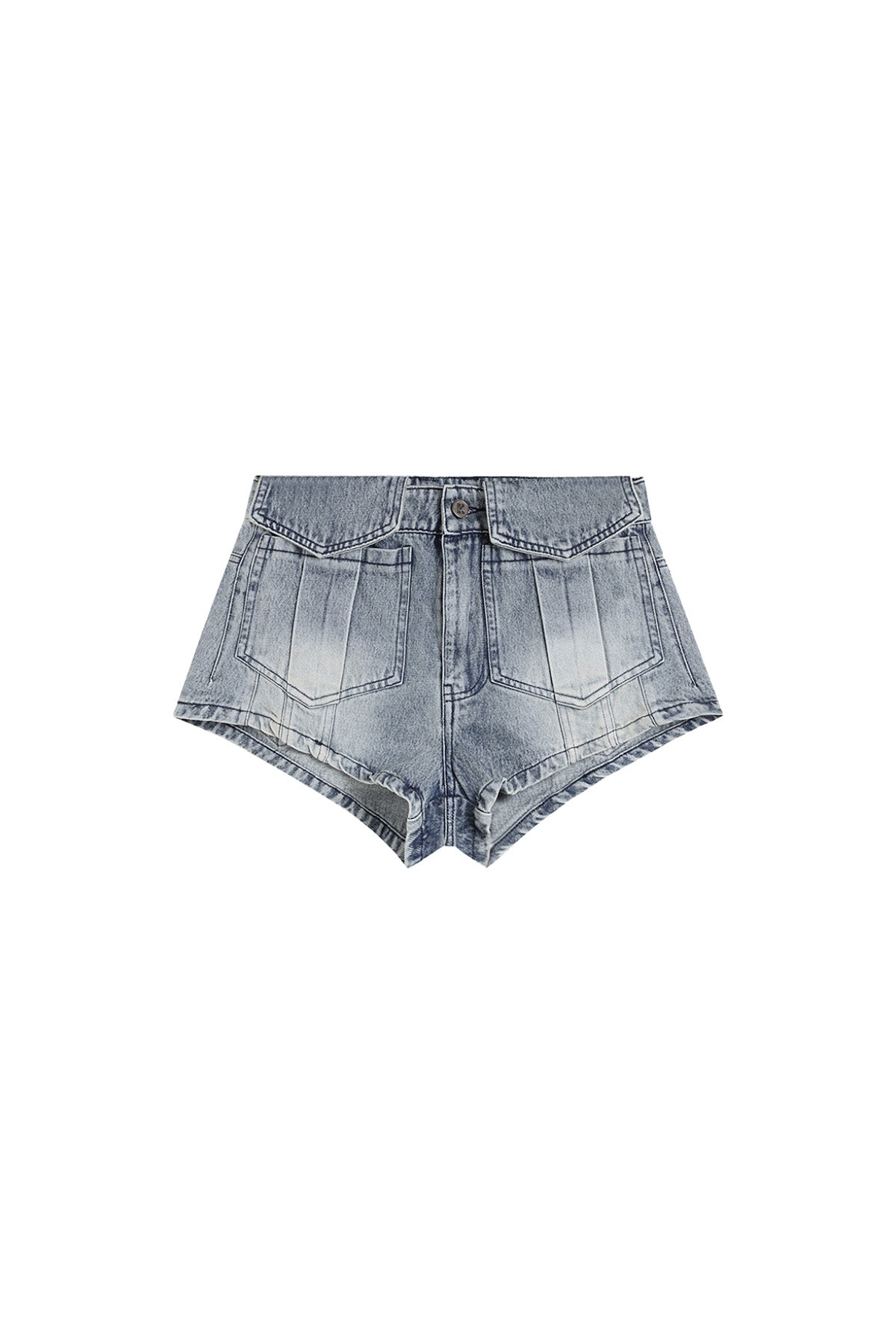 YJ Washed Ultra Mini Denim Shorts In Blue