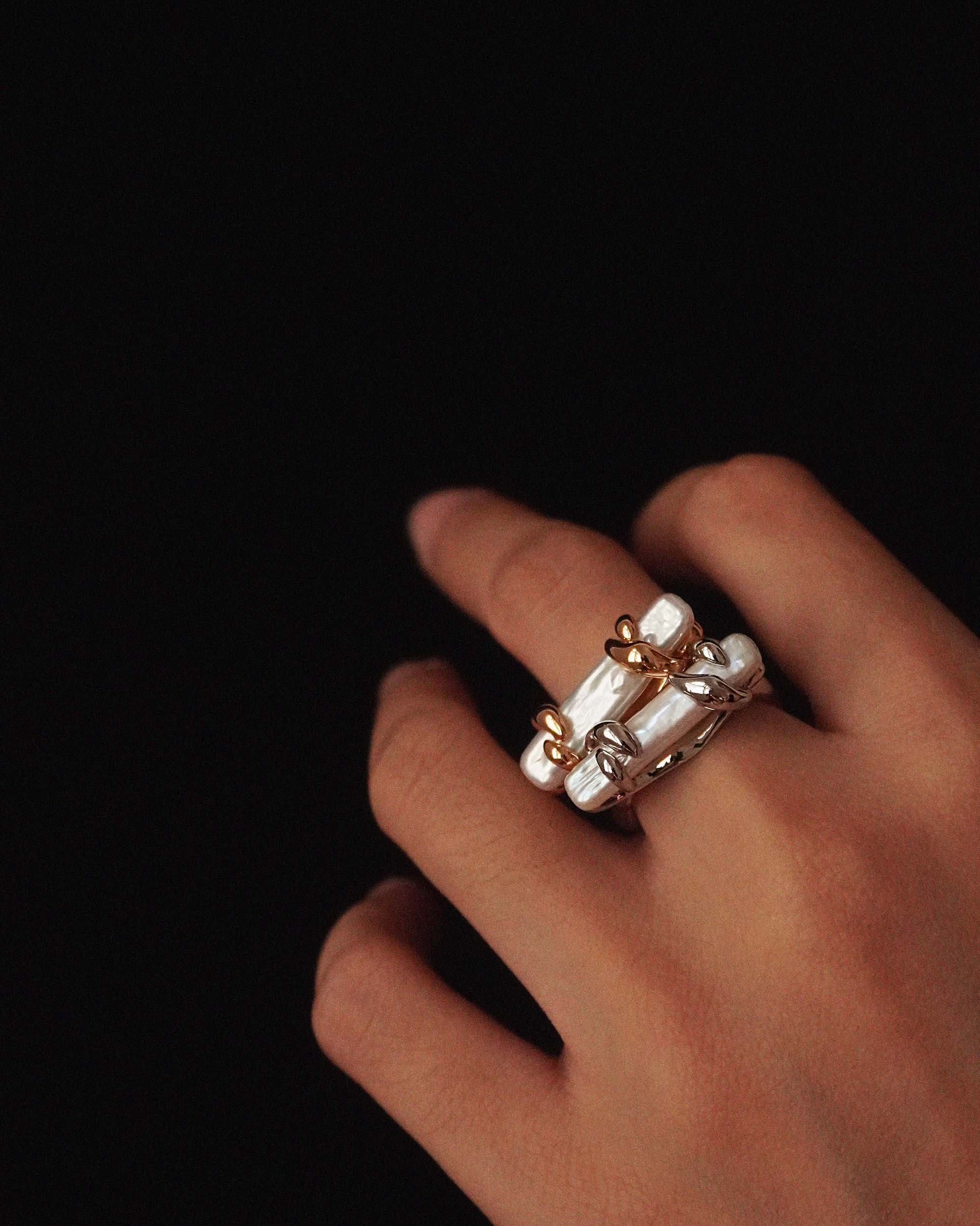 Jordanne Biwa Pearl Ring - Silver