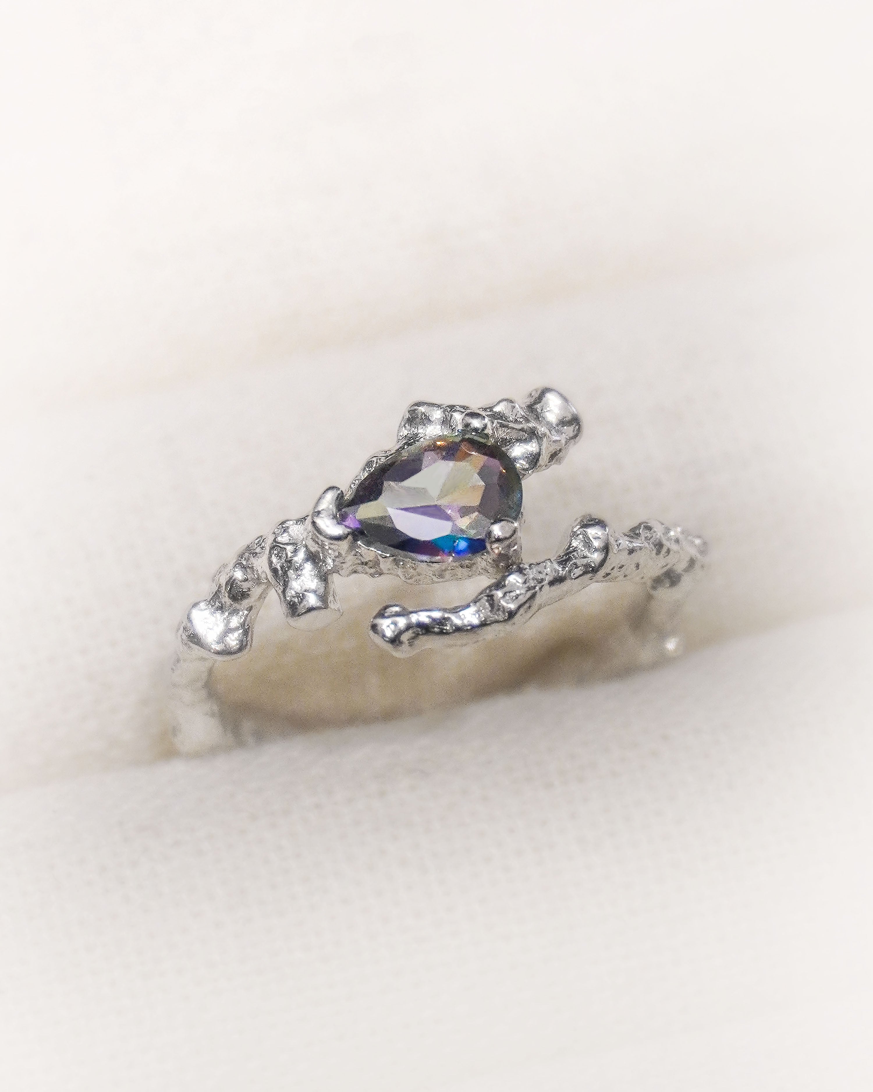 Magma Rainbow Stone Ring - Silver