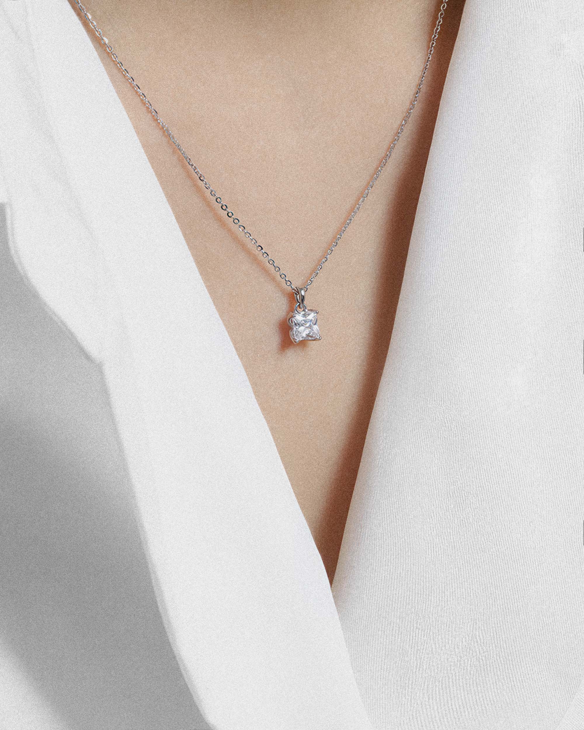 Phoebe Zirconia Necklace - Silver