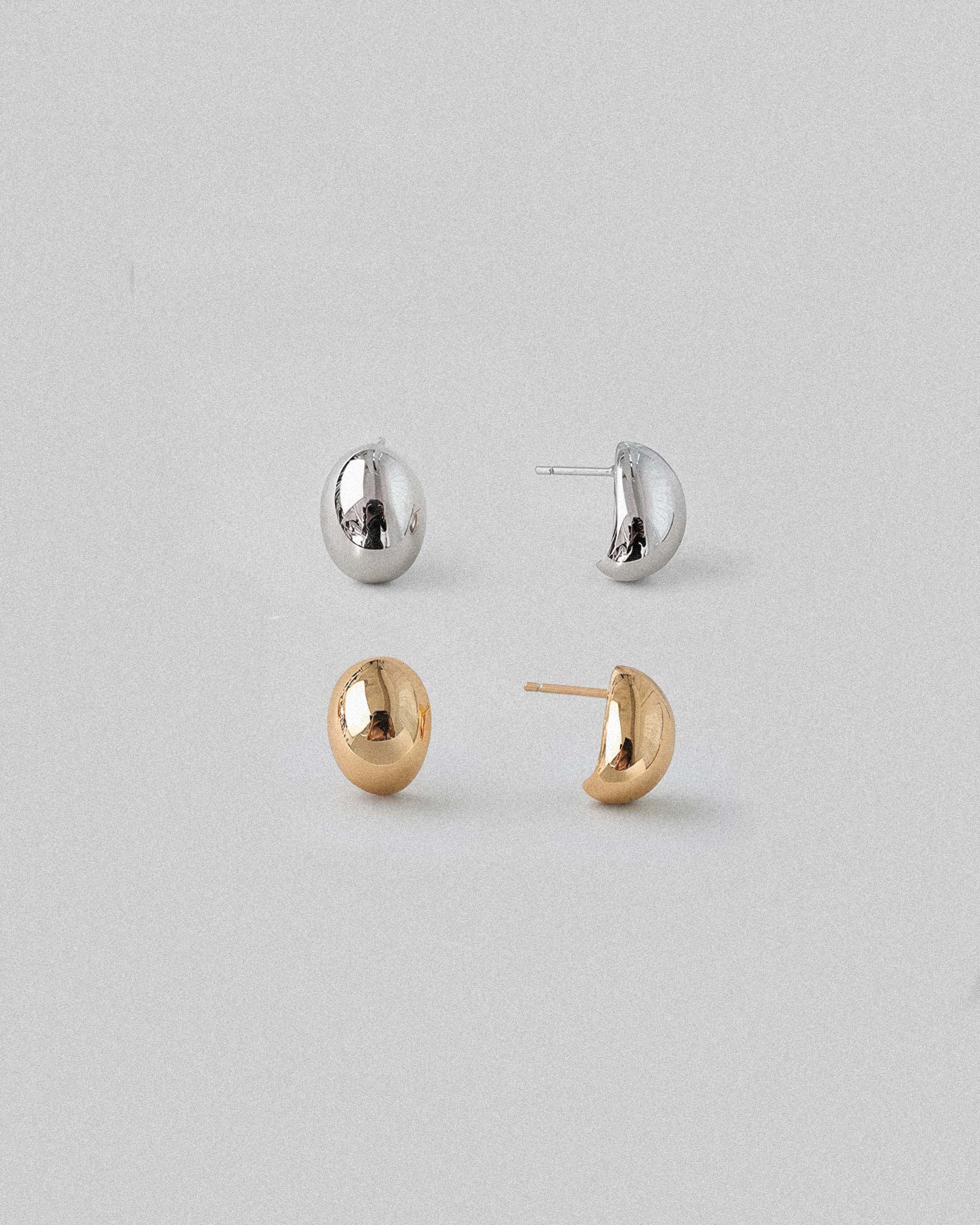 Dome Egg Stud Earrings - Silver