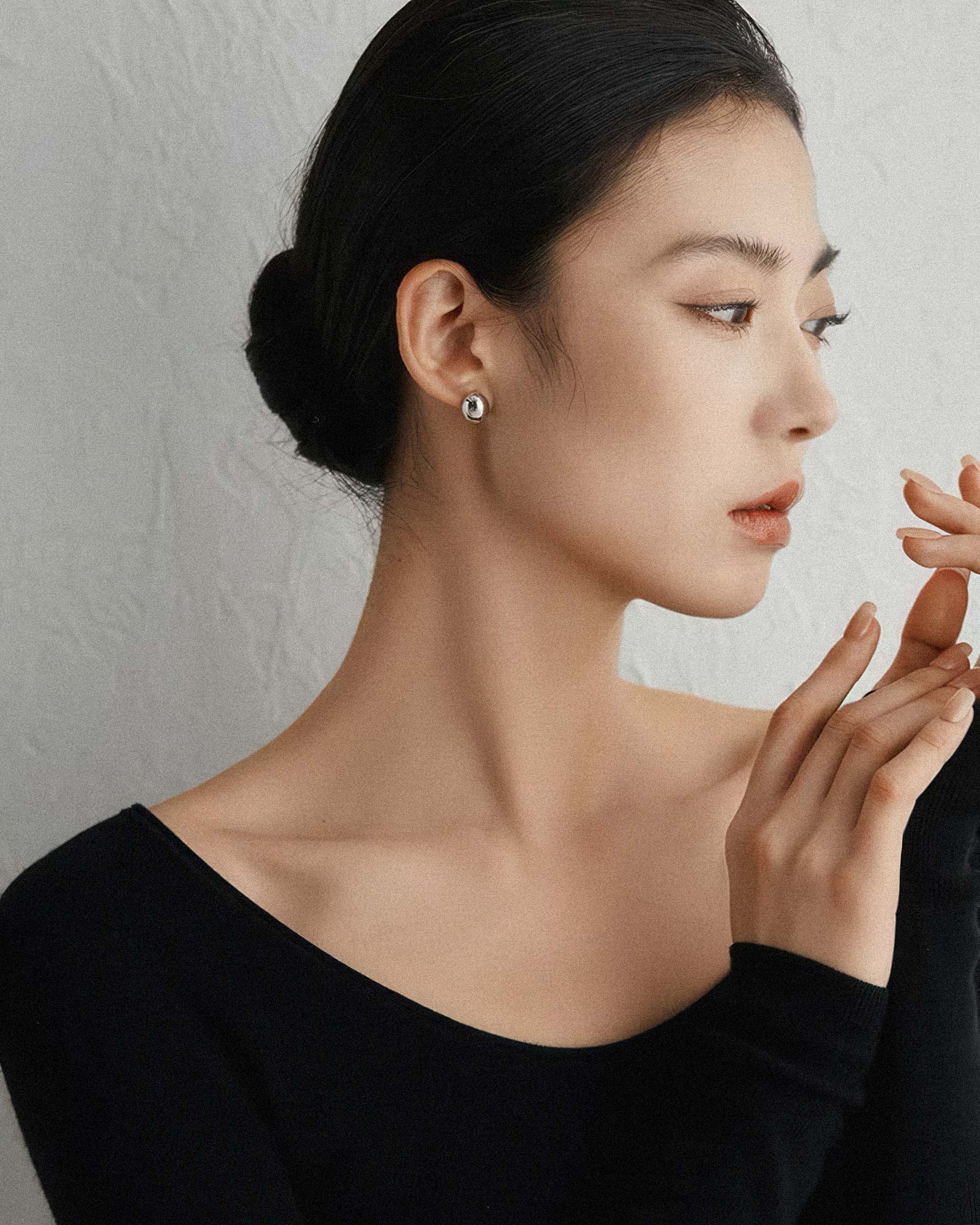 Dome Egg Stud Earrings - Silver