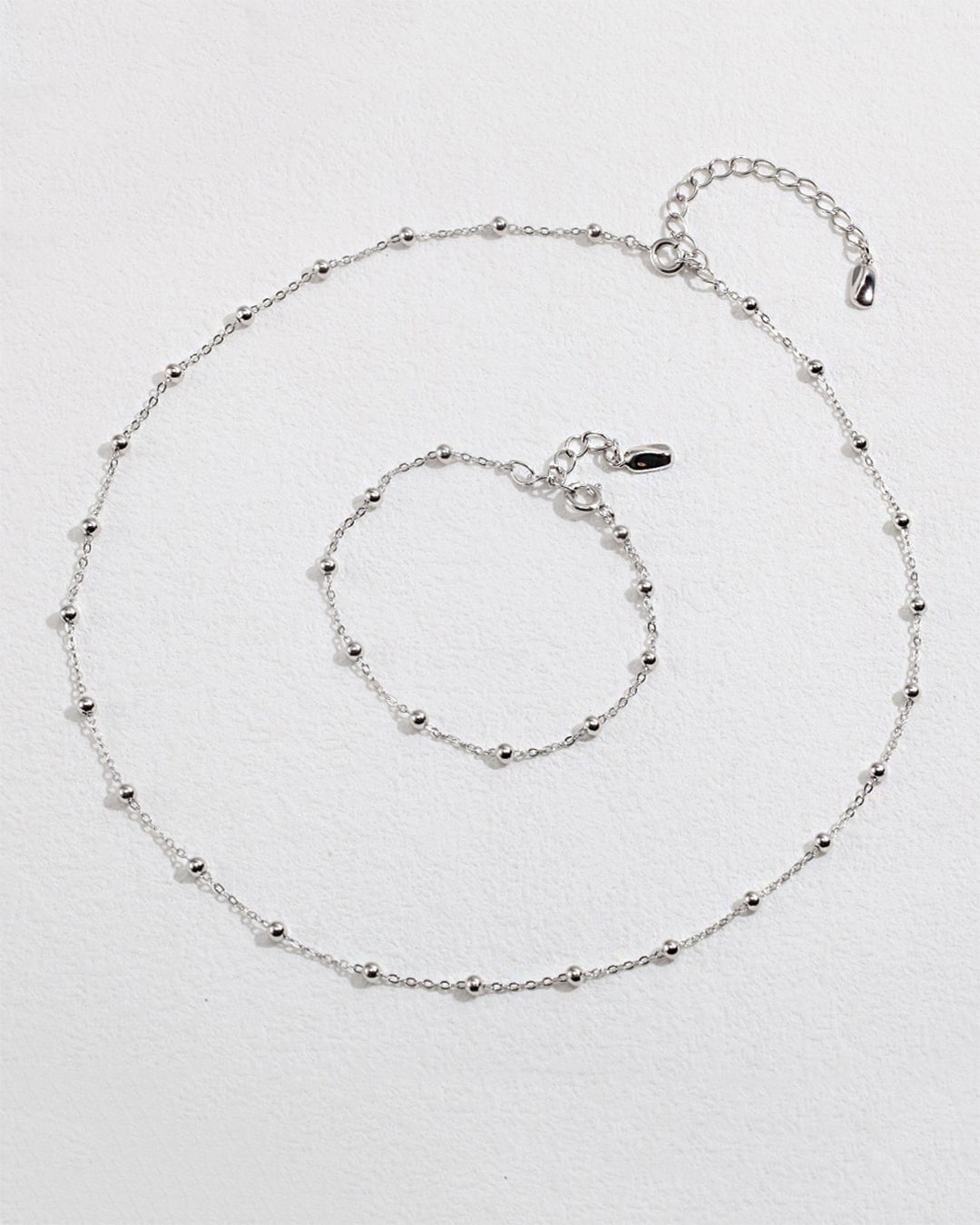 Spacer Beaded Necklace - Silver