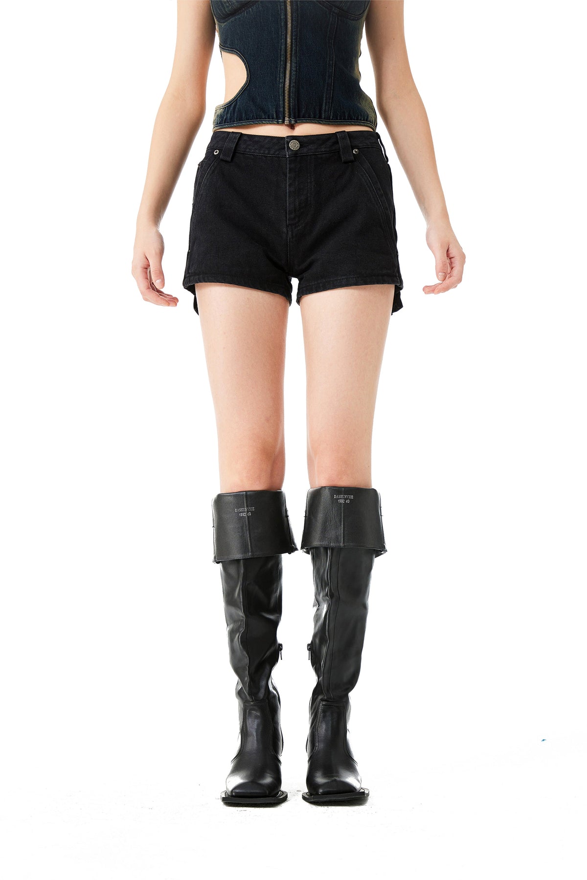 YJ Black Denim Shorts