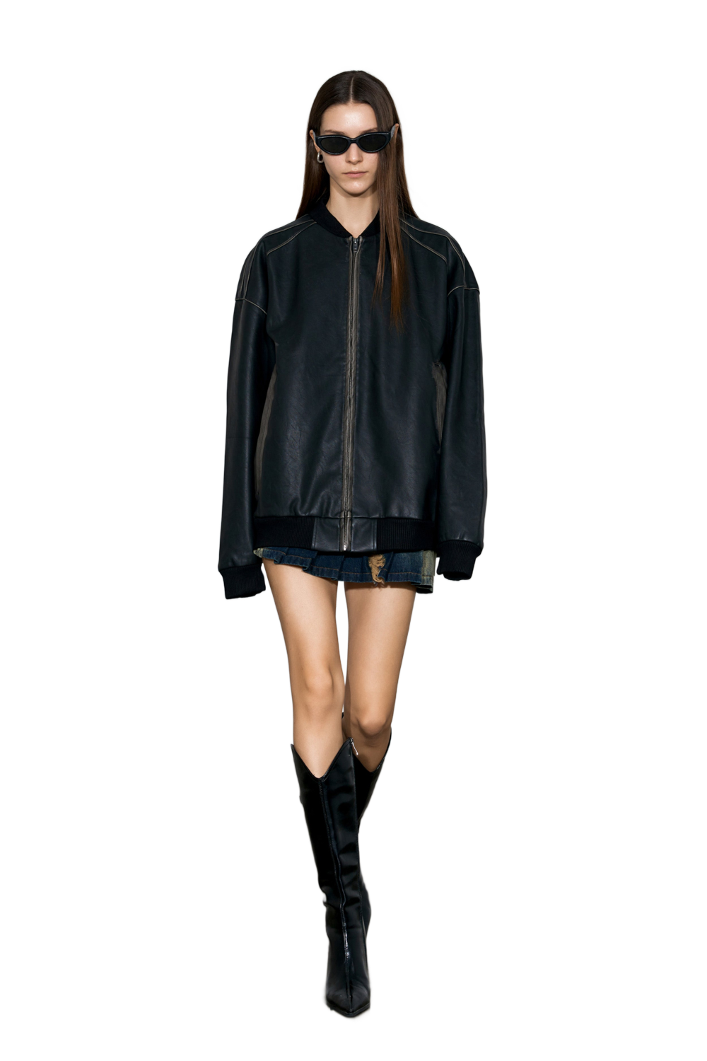 YJ Black Faded Leather Jacket