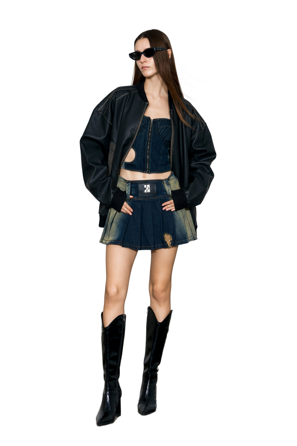 YJ Black Faded Leather Jacket