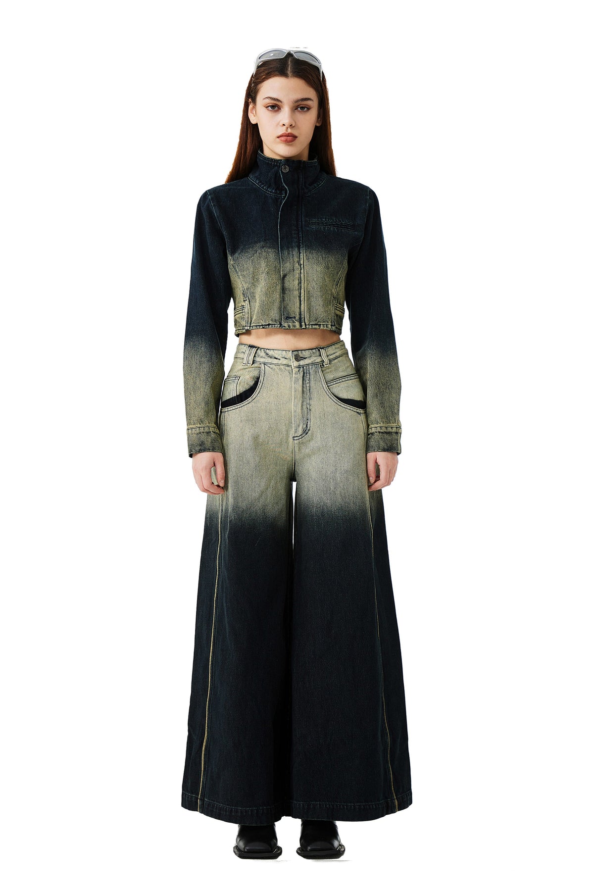 YJ Gradient Wide-Leg Jeans