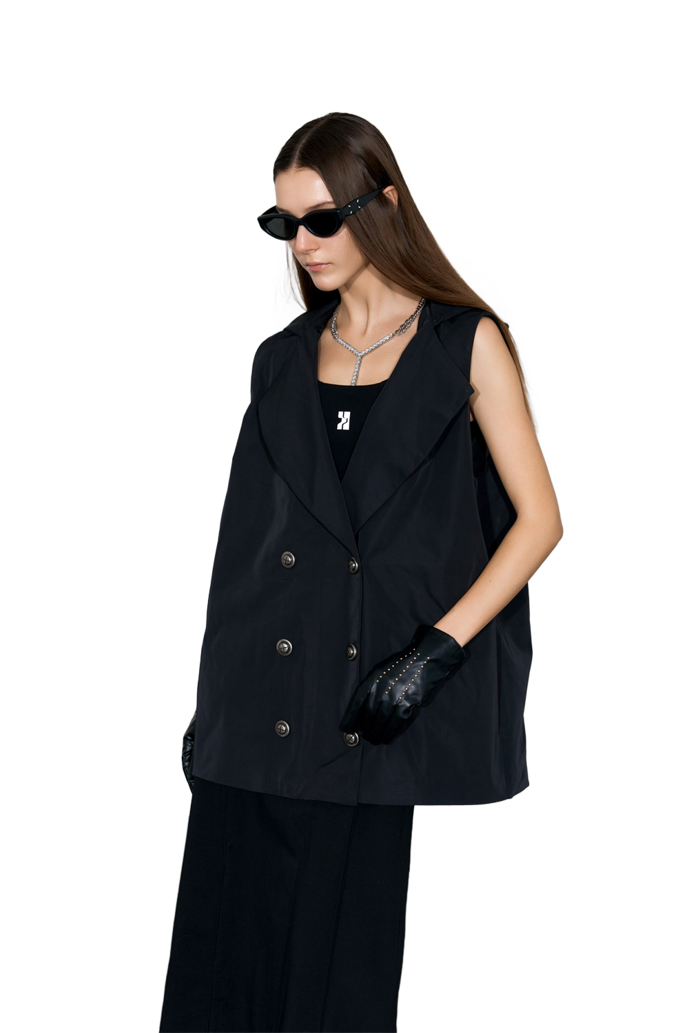 YJ Hooded Double-Breasted Waistcoat