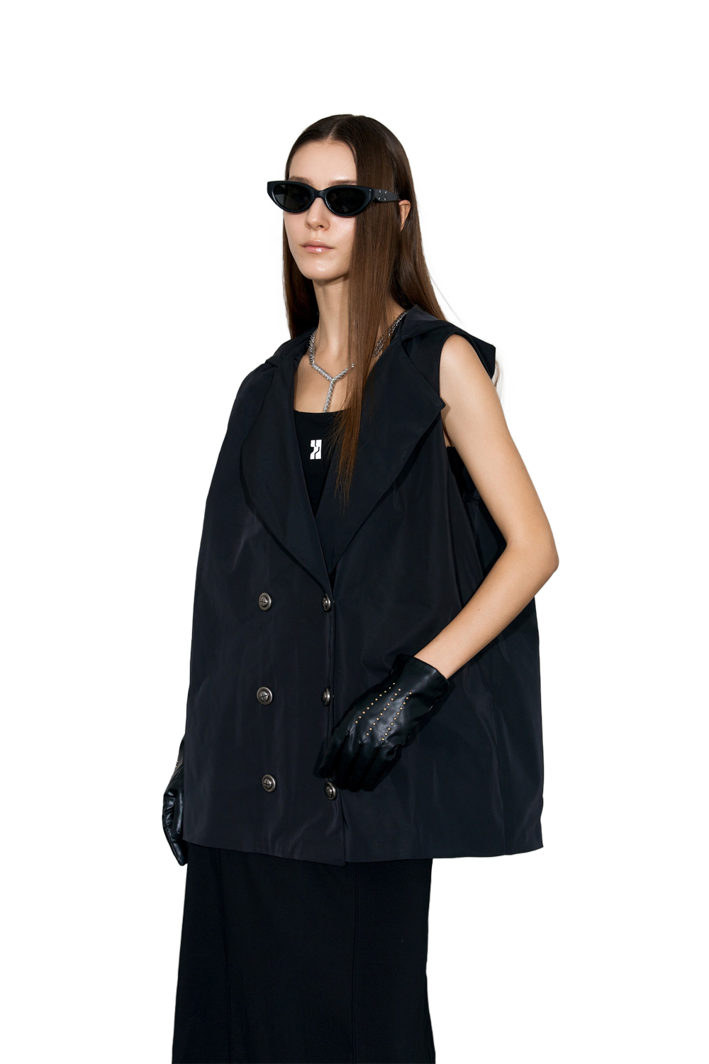 YJ Hooded Double-Breasted Waistcoat