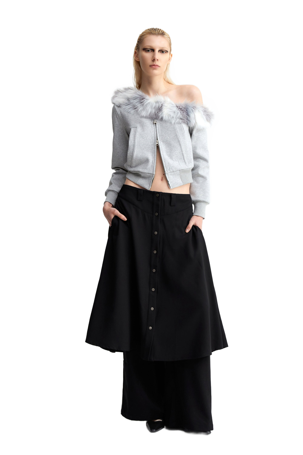 YJ Skirt layered suit pants