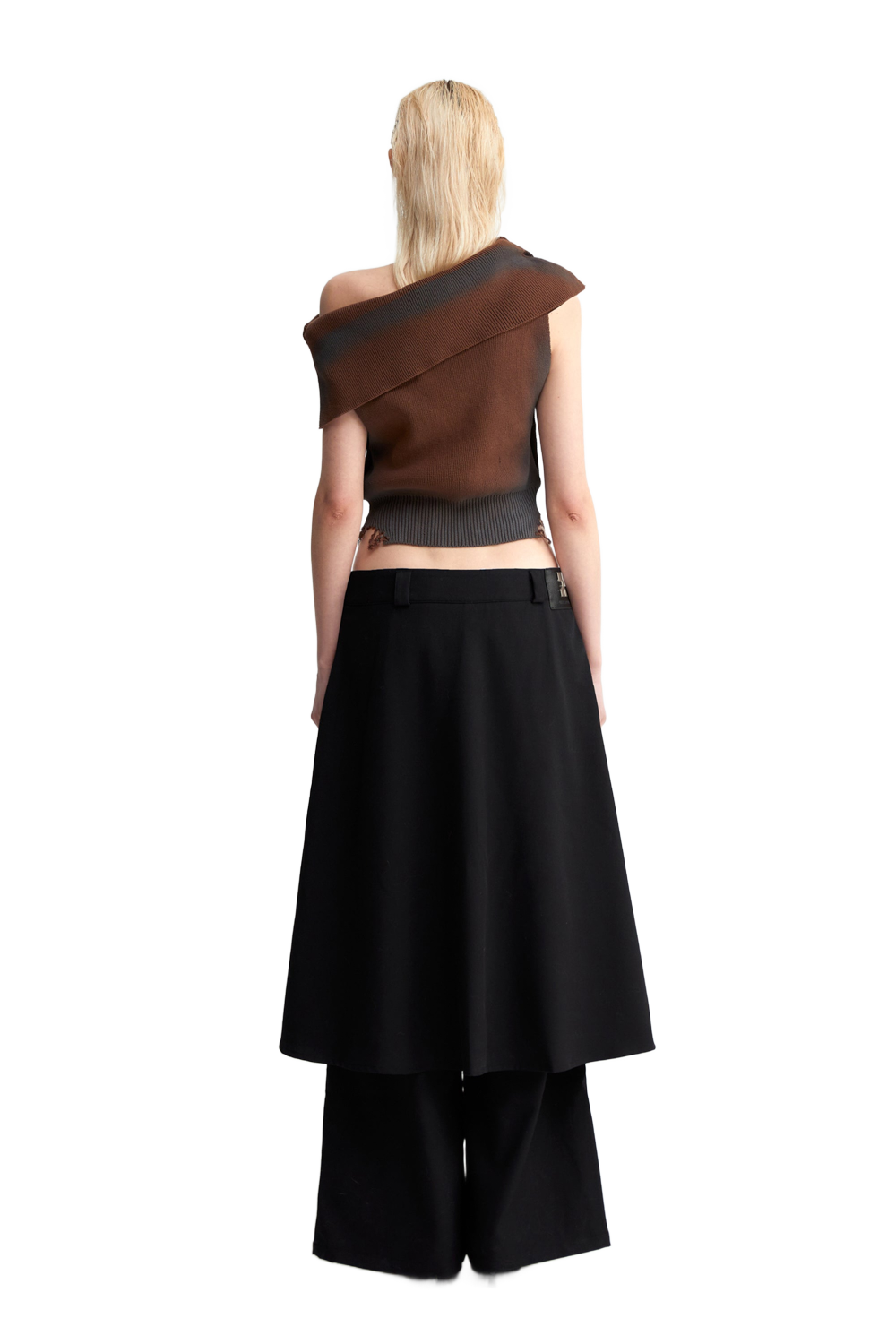 YJ One Shoulder Knit Top In Brown