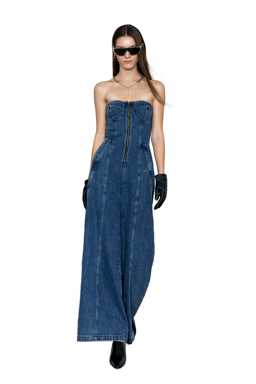 YJ Strapless Denim Jumpsuit