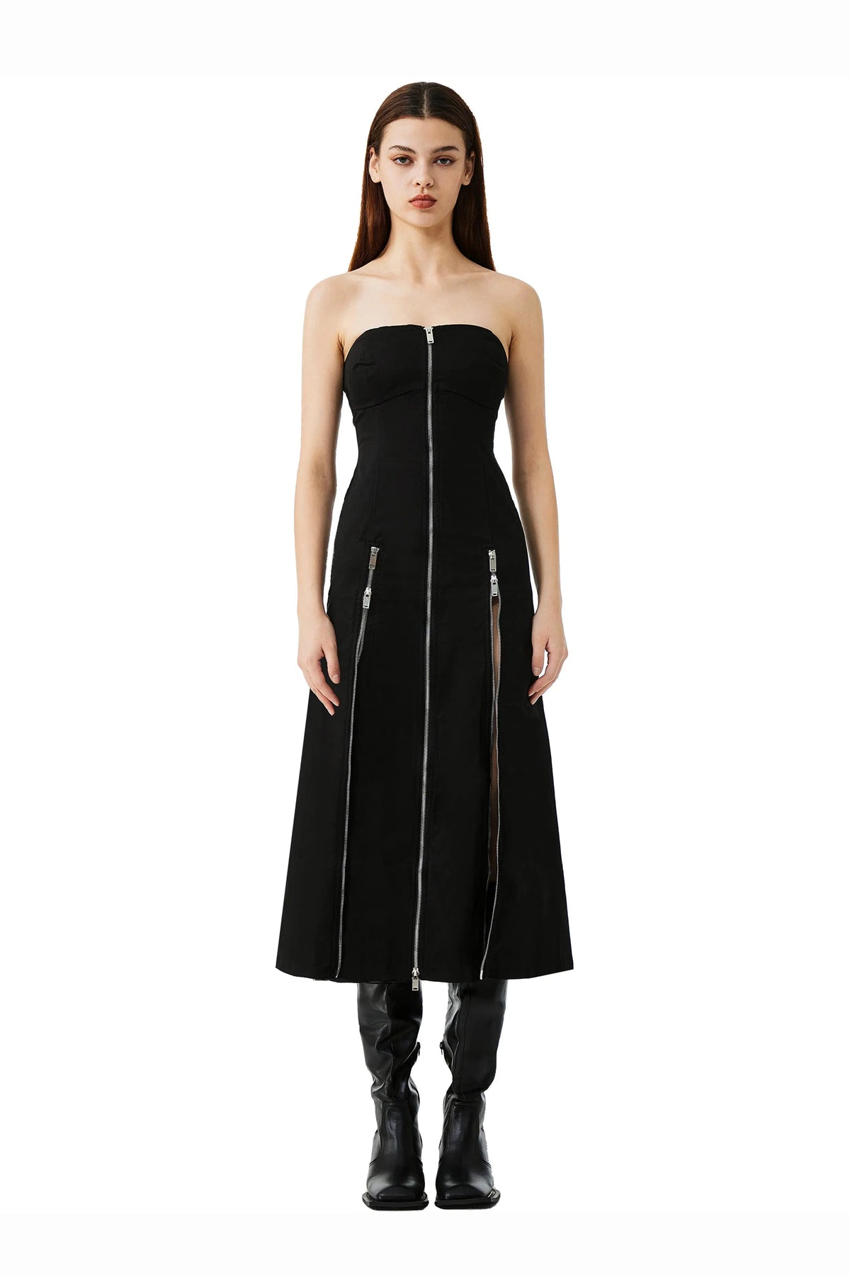 YJ Tube Zipper Dress In Black