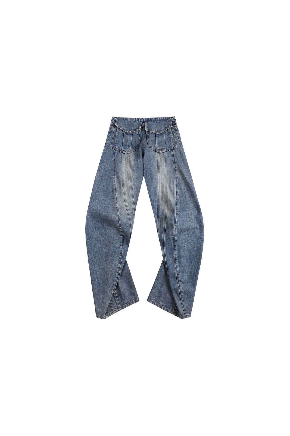YJ Washed Deconstructed Wide-Leg Jeans