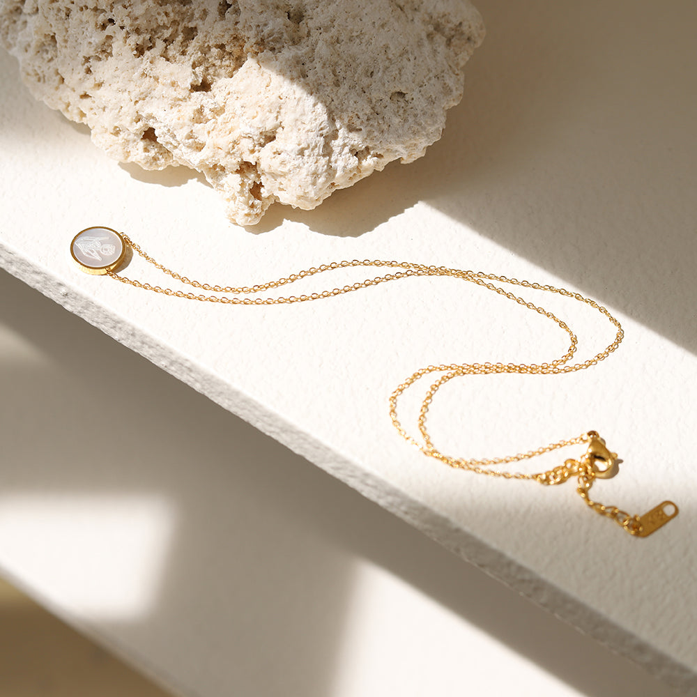 MOP Tulip Engraving Necklace