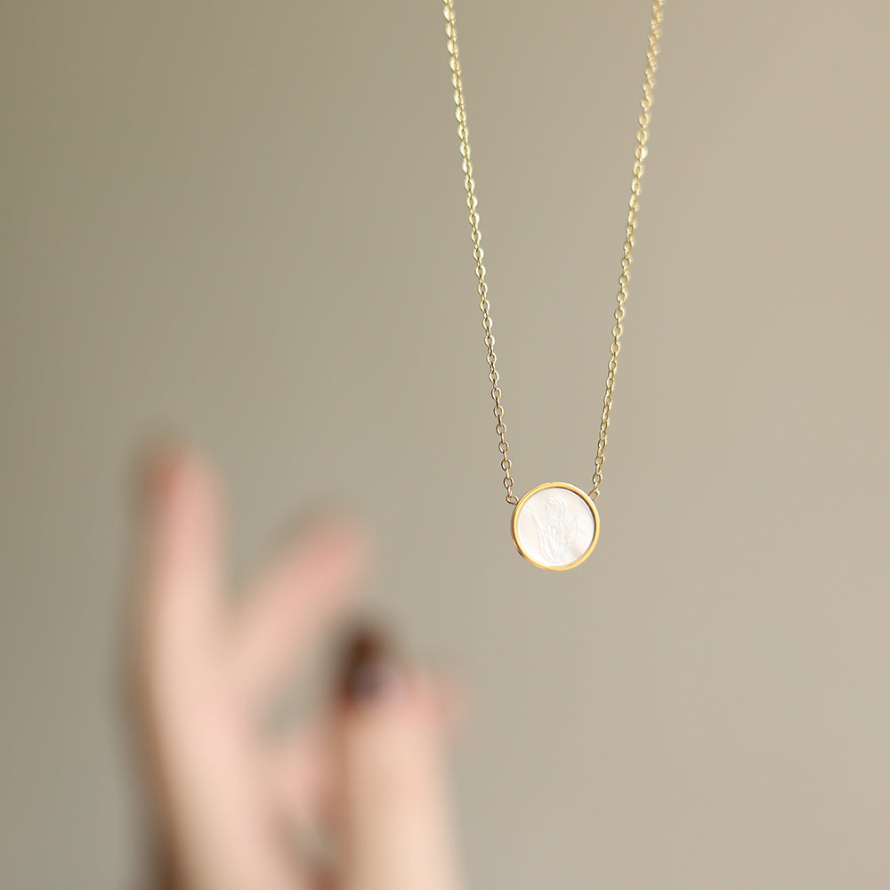 MOP Tulip Engraving Necklace