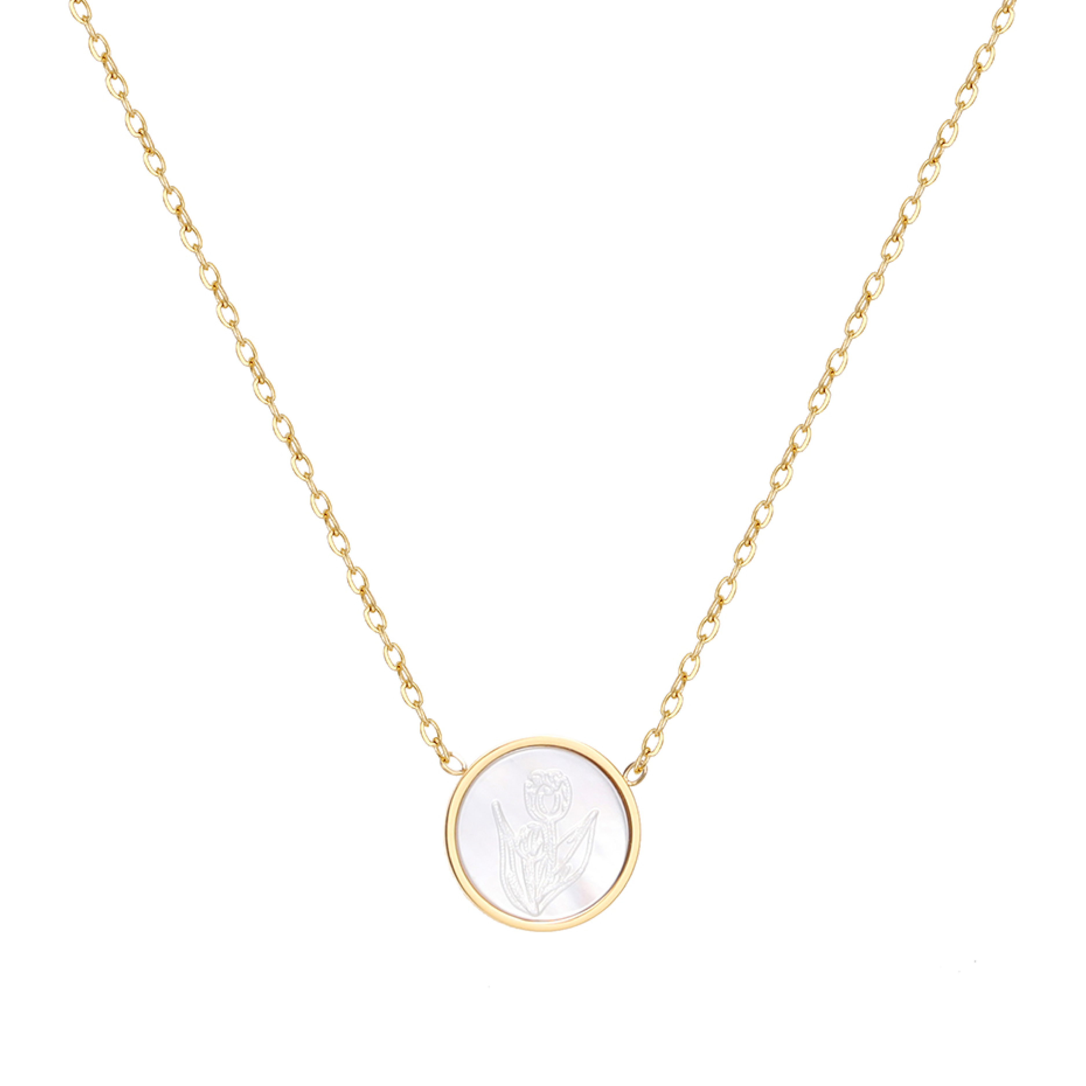 MOP Tulip Engraving Necklace