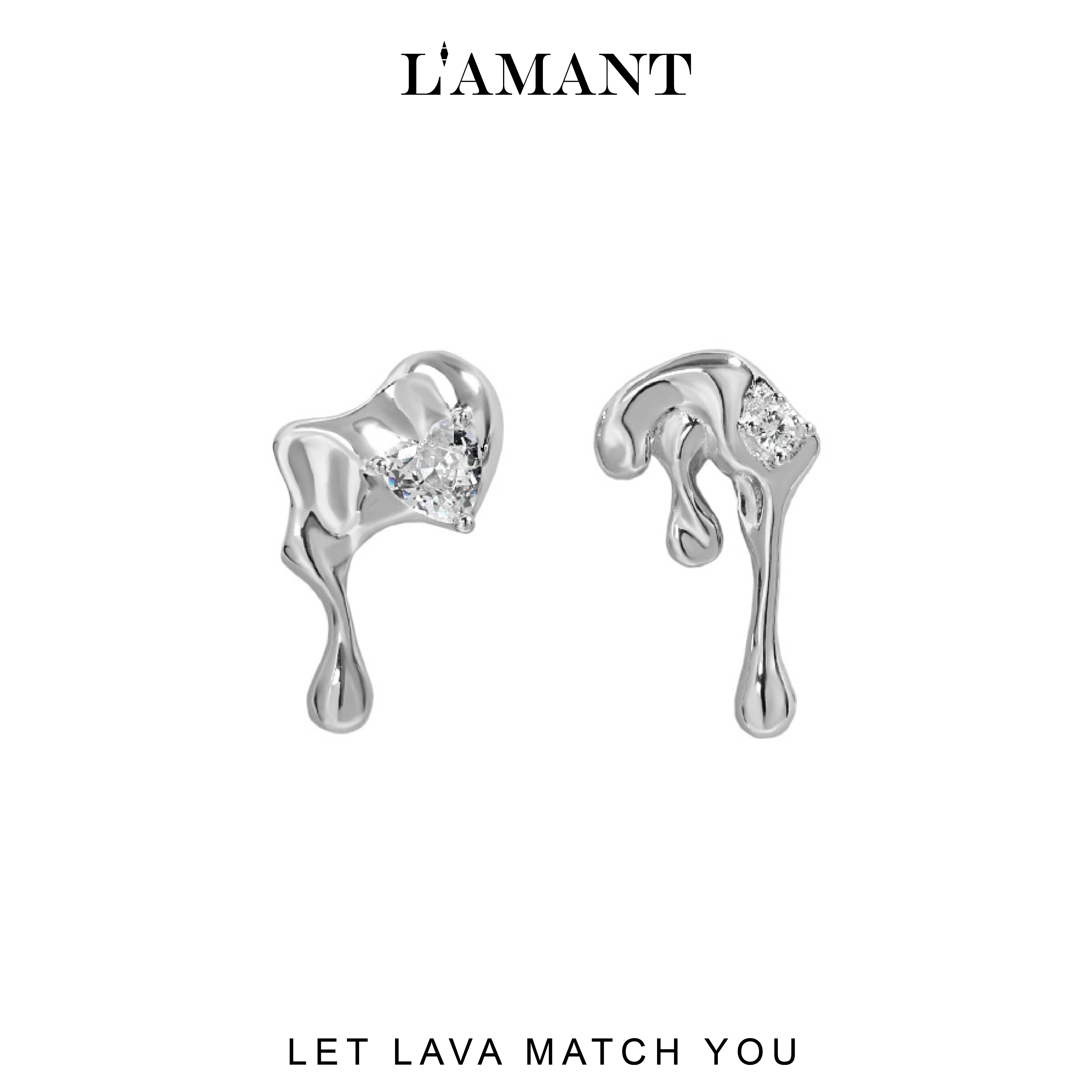 Lava Cubic Earrings - Silver