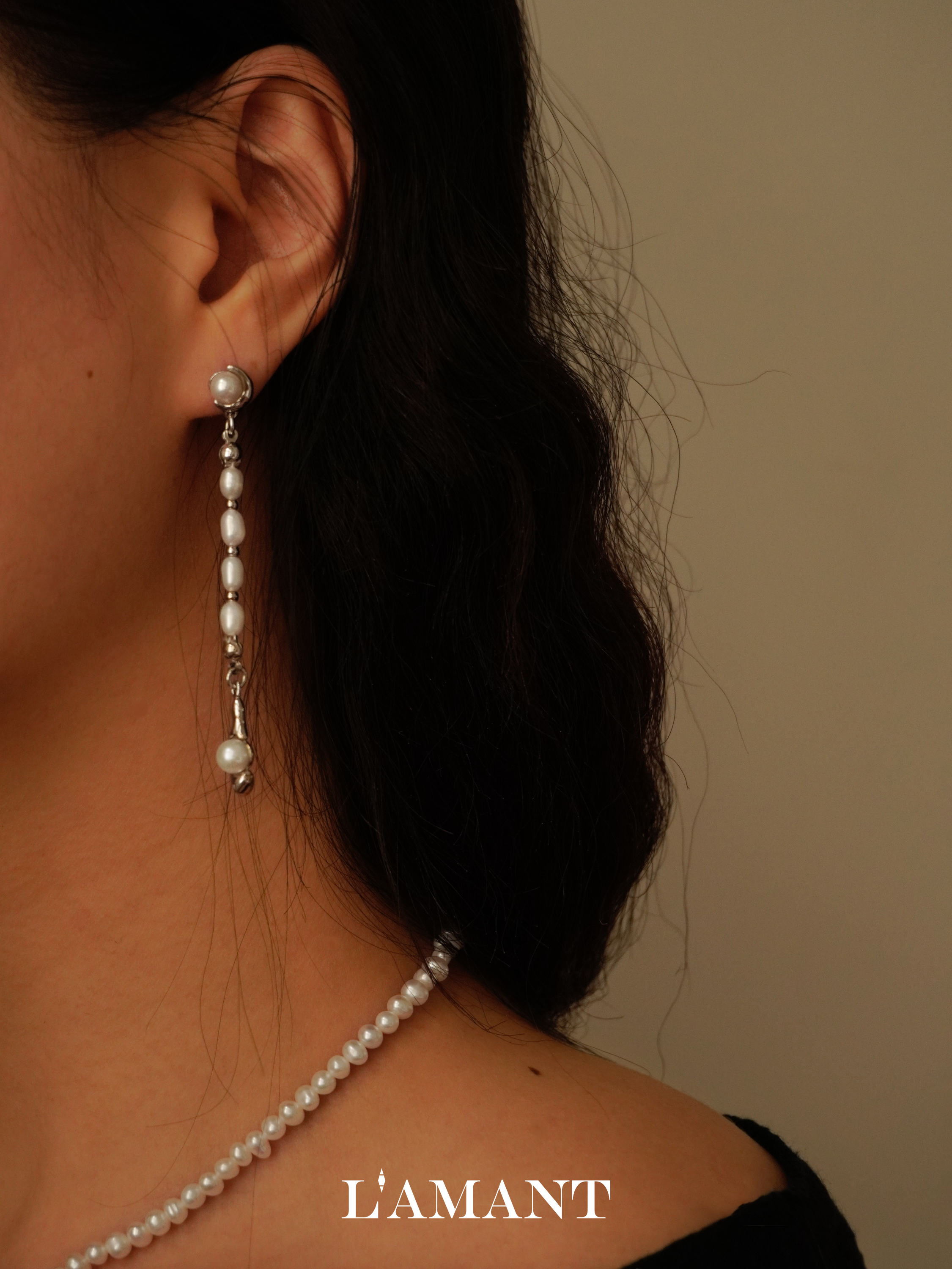 Liana Pearls Drop Earrings - Silver