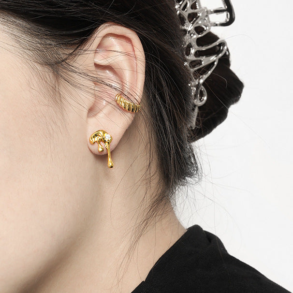 Lava Cubic Earrings - Gold