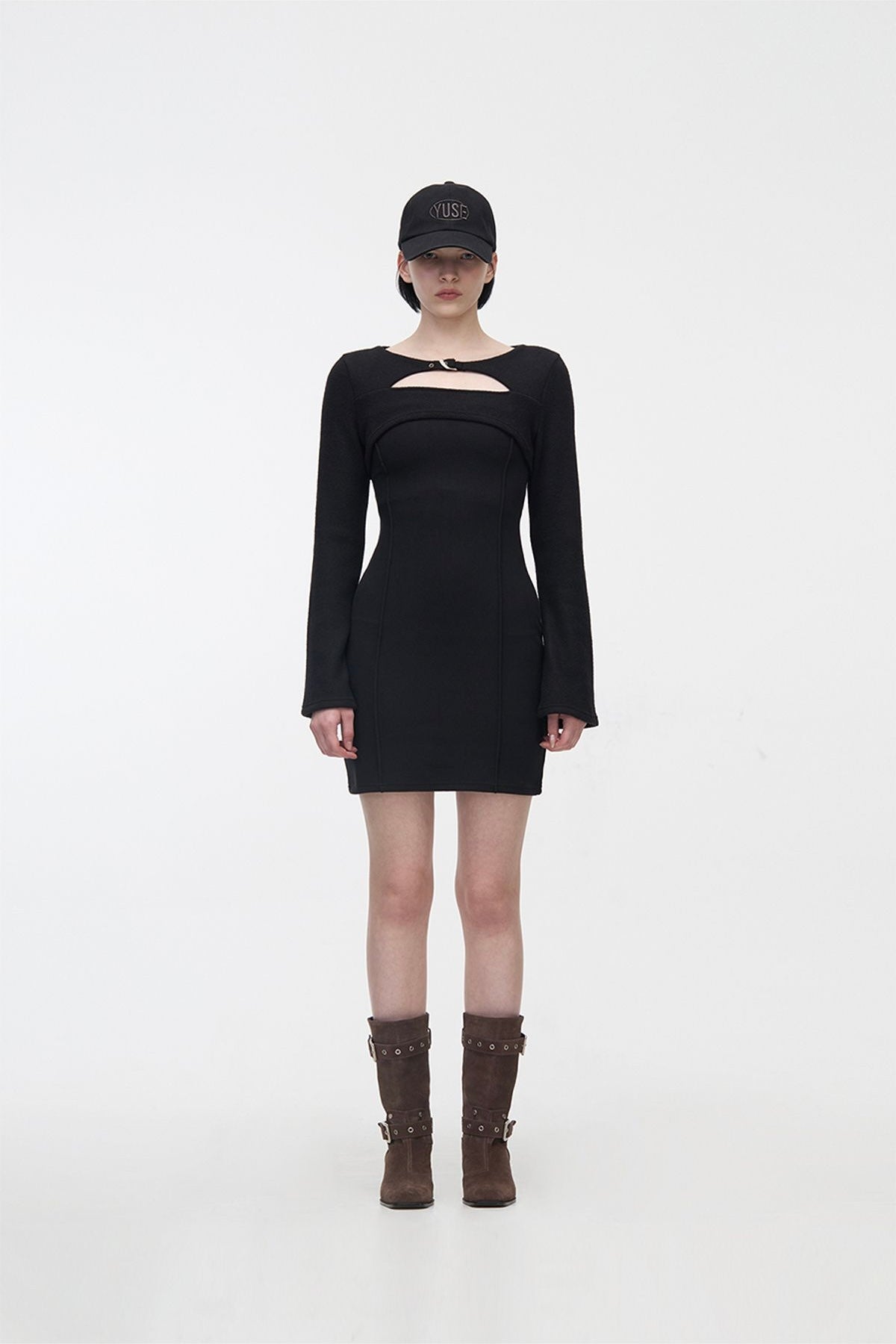 YUSE (SET) BELTED BOLERO & TUBE DRESS TOP - BLACK (SET)