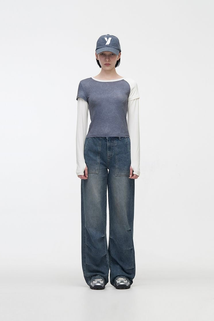 YUSE CARPENTER DENIM WIDE PANTS - INDIGO