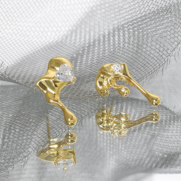 Lava Cubic Earrings - Gold