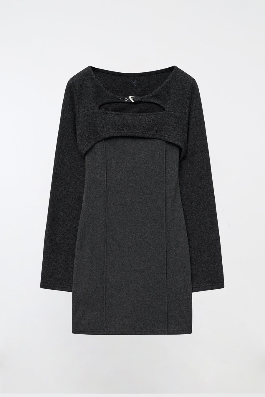 YUSE BELTED BOLERO & TUBE DRESS TOP - CHARCOAL (SET)