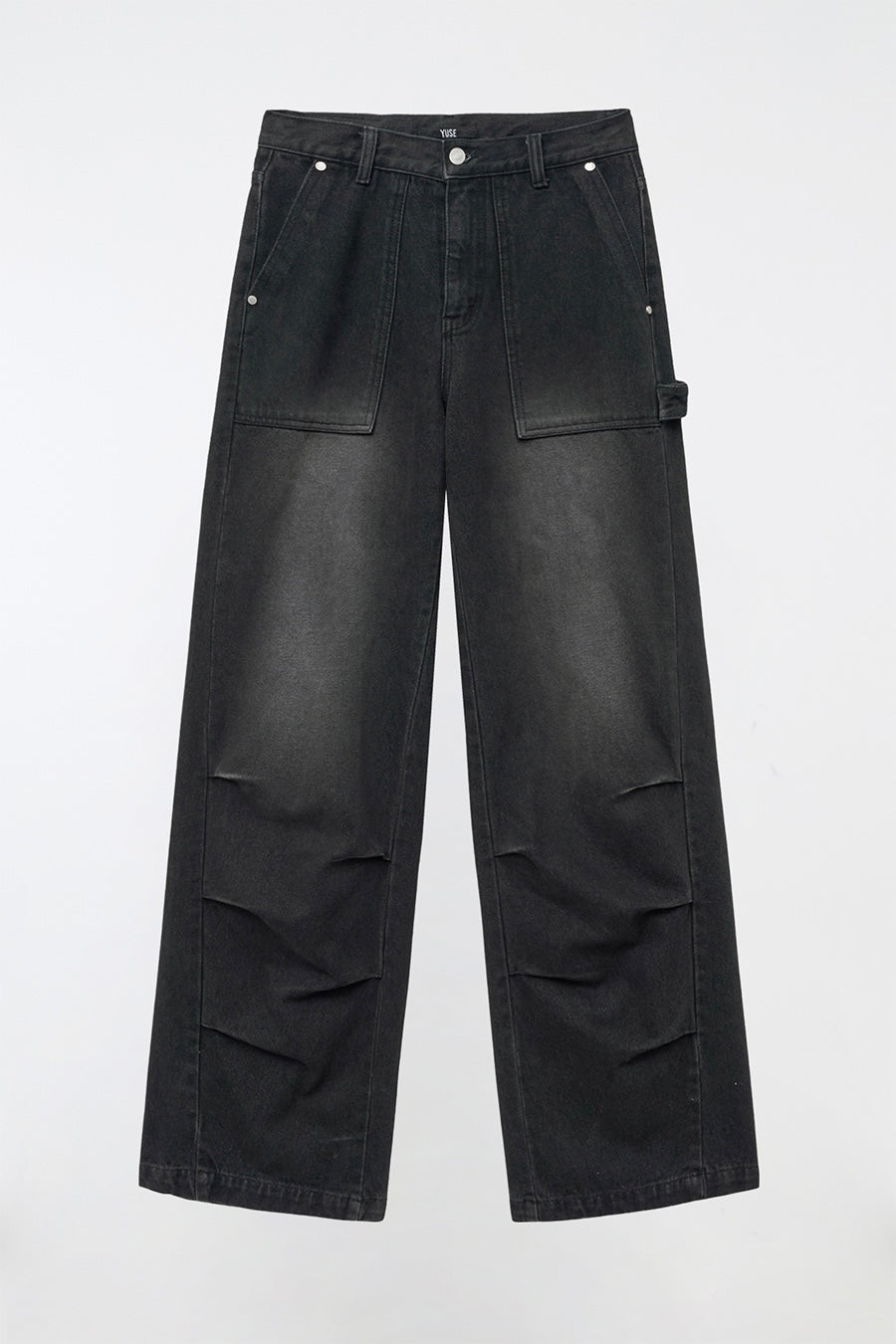 YUSE CARPENTER DENIM WIDE PANTS - BLACK